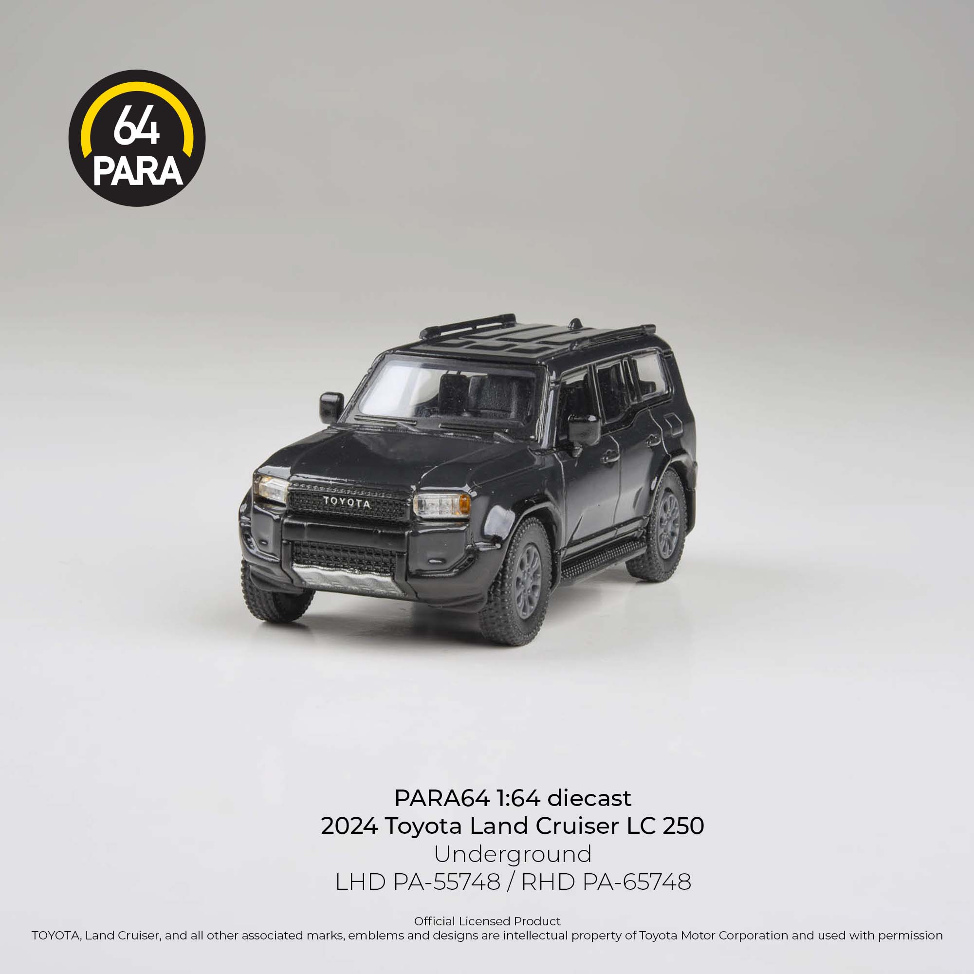 Premium scale diecast model car – Toyota Land Cruiser 250 Prado Underground, 1:64 Scale (Black) Collectible