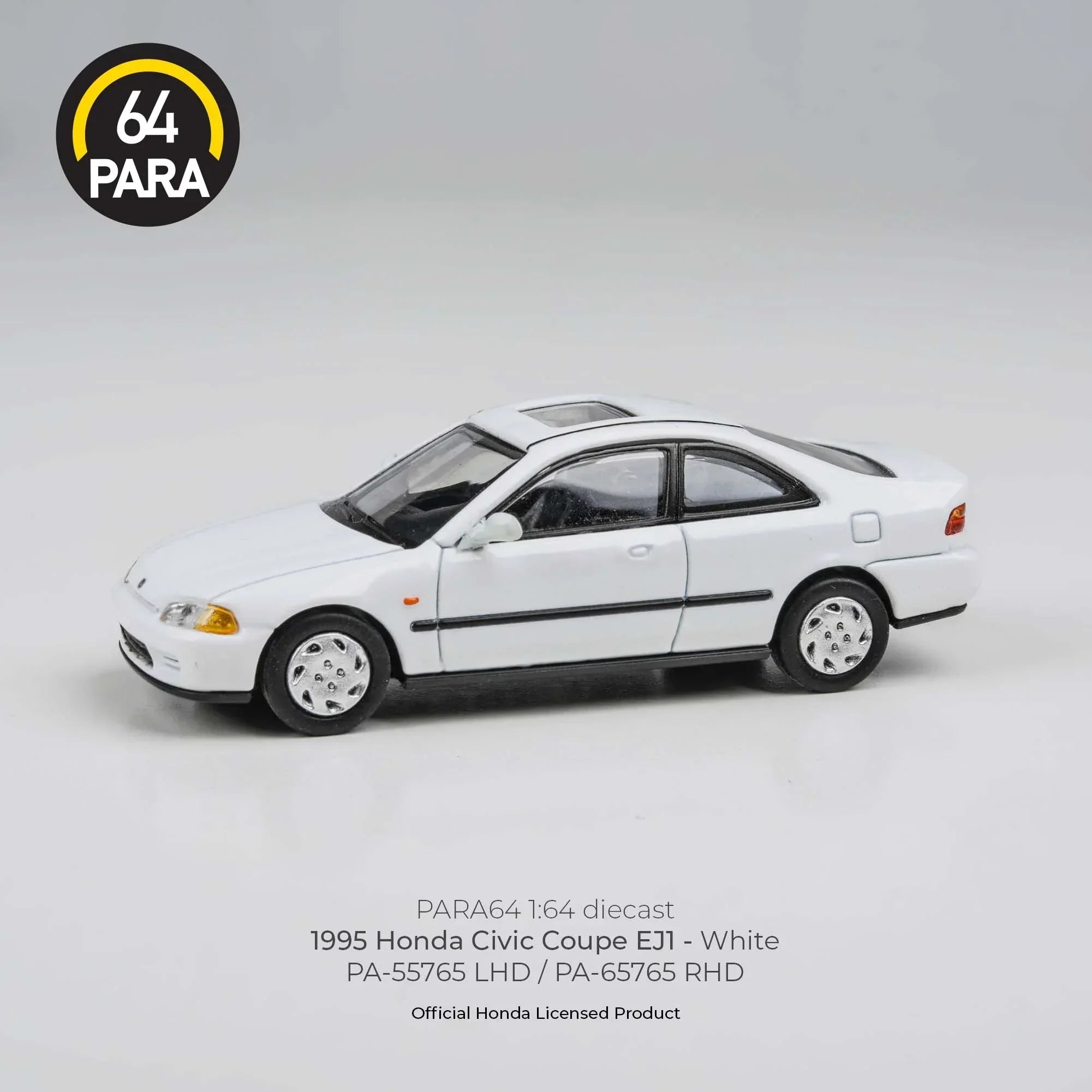 Premium scale diecast model car – Honda Civic Coupe EJ1 LHD 1995, 1:64 Scale (White) Collectible