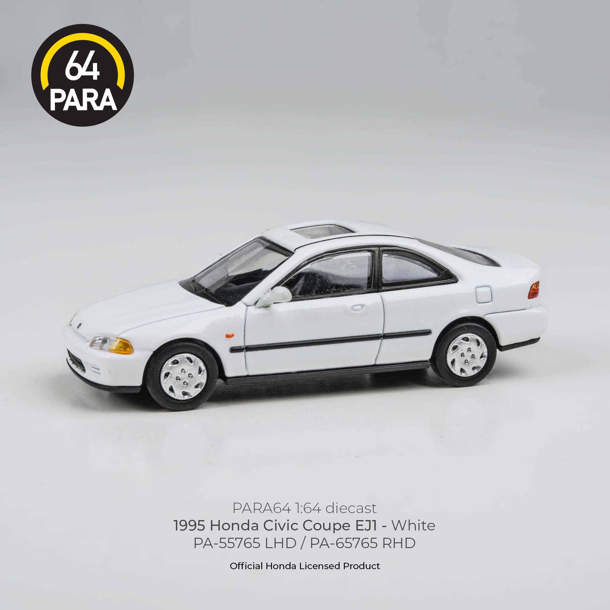 Premium scale diecast model car – Honda Civic Coupe EJ1 LHD 1995, 1:64 Scale (White) Collectible