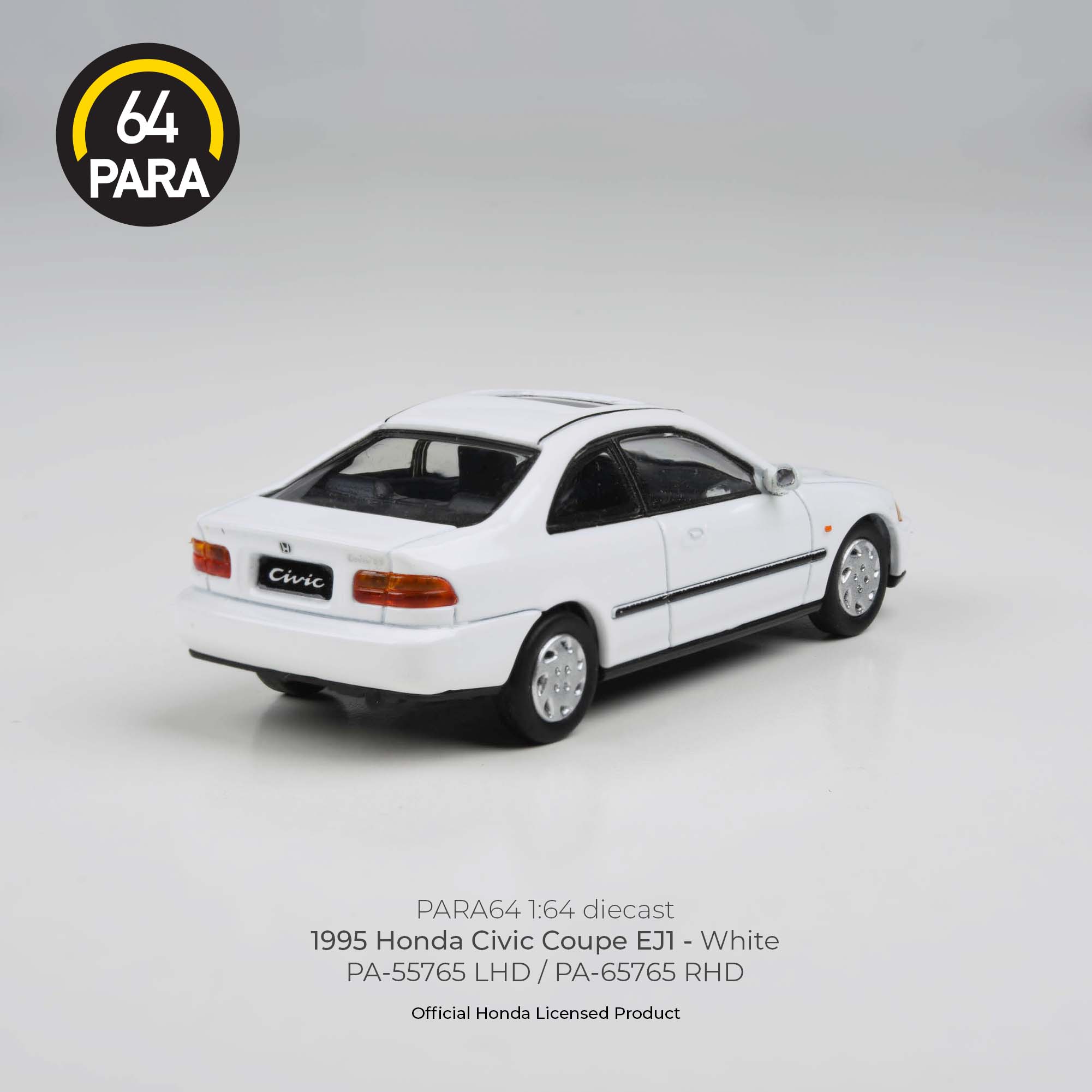 Premium scale diecast model car – Honda Civic Coupe EJ1 LHD 1995, 1:64 Scale (White) Collectible