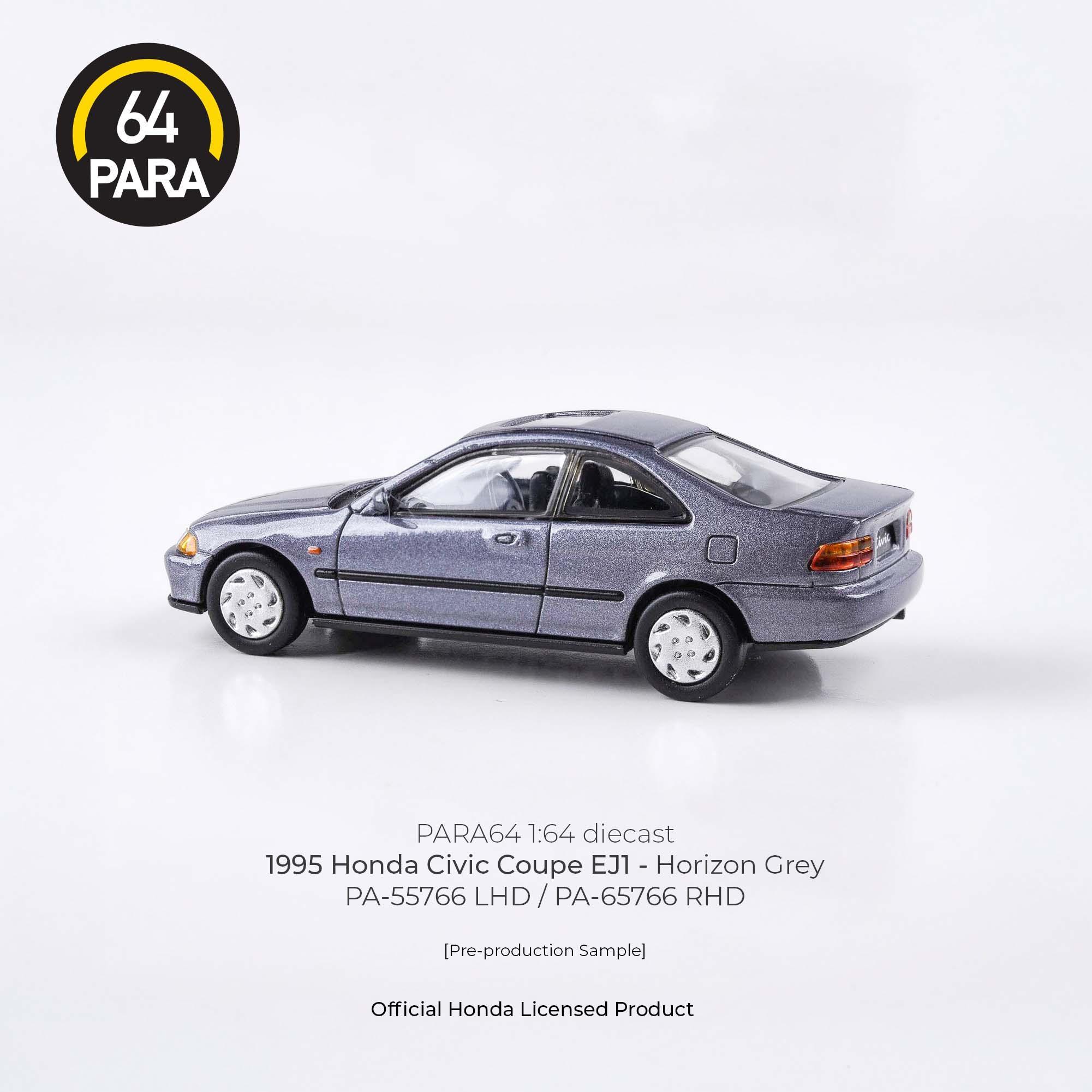 Premium scale diecast model car – Honda Civic Coupe EJ1 1995, 1:64 Scale (Grey) Collectible