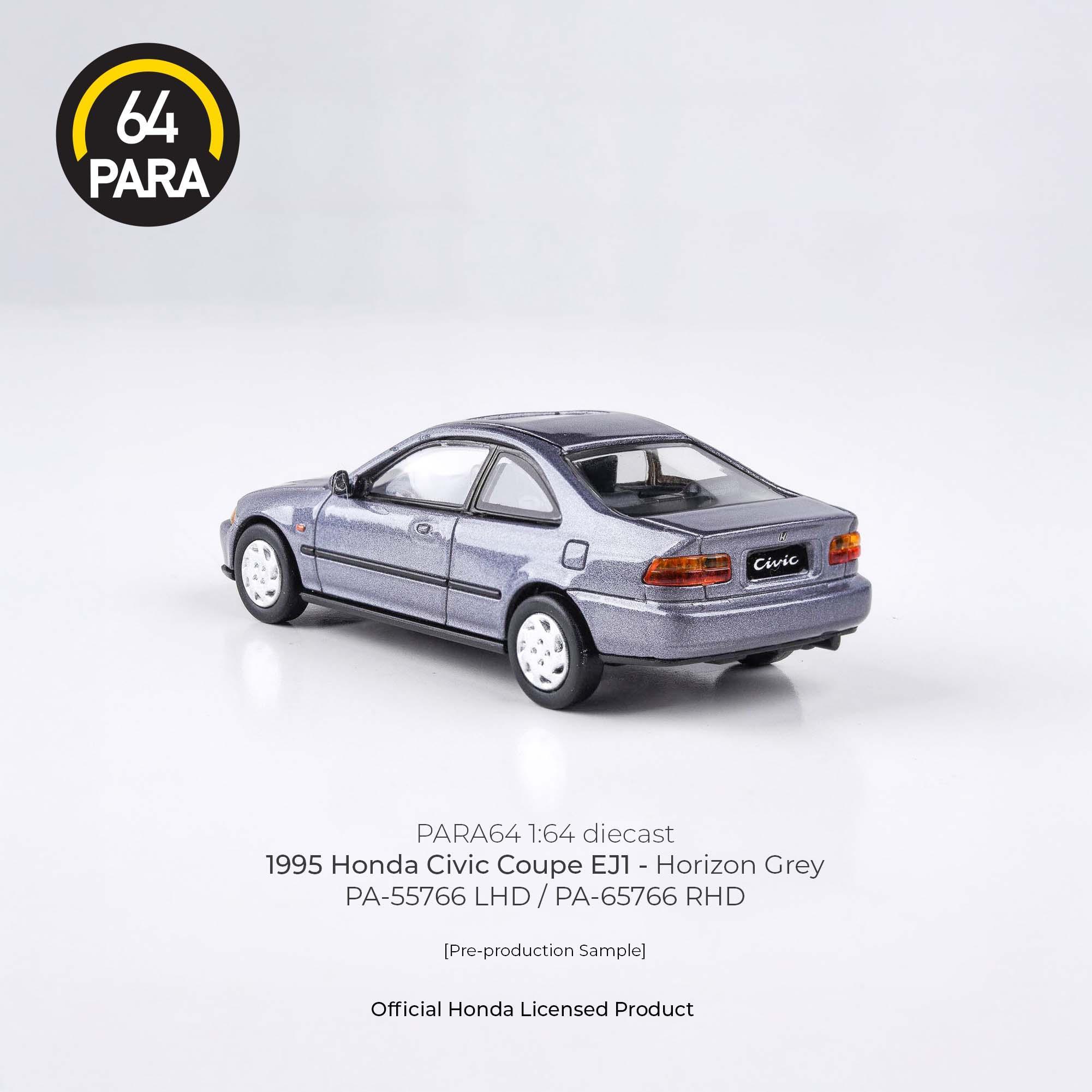 Premium scale diecast model car – Honda Civic Coupe EJ1 1995, 1:64 Scale (Grey) Collectible