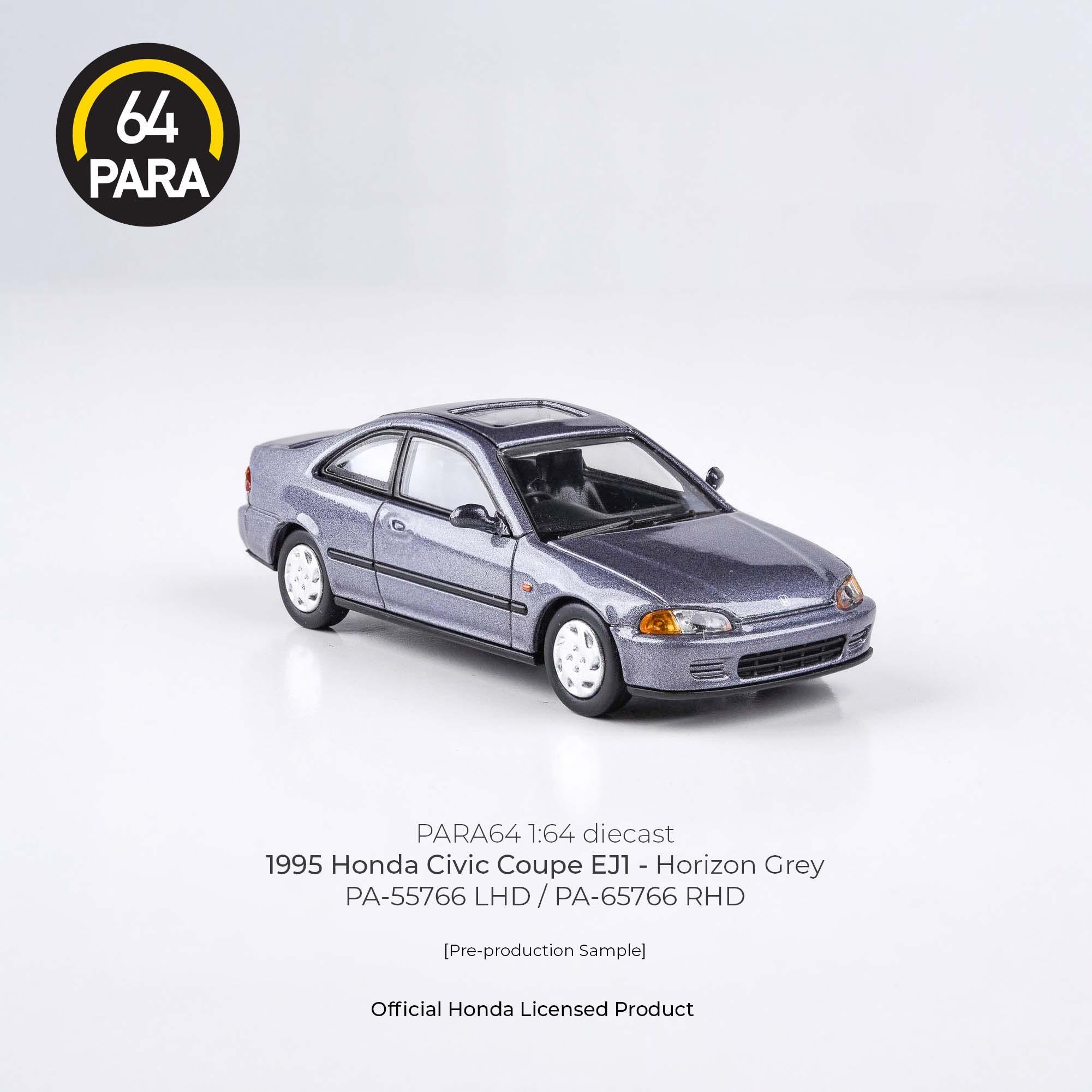 Premium scale diecast model car – Honda Civic Coupe EJ1 1995, 1:64 Scale (Grey) Collectible