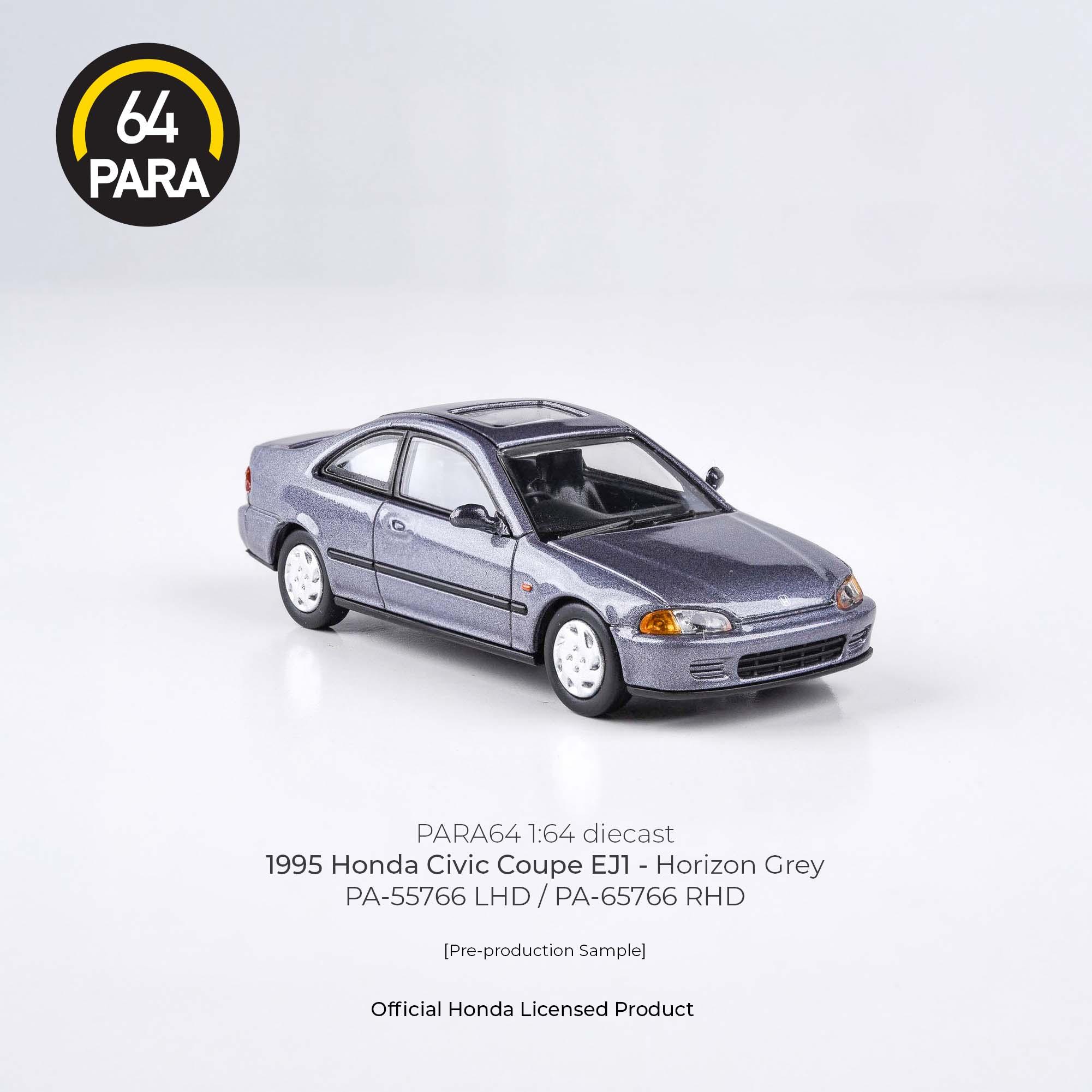 Premium scale diecast model car – Honda Civic Coupe EJ1 1995, 1:64 Scale (Grey) Collectible