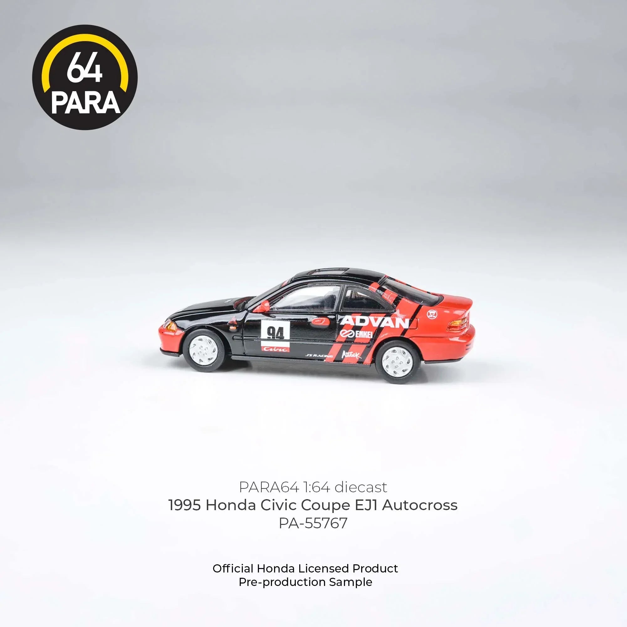 Premium scale diecast model car – Honda Civic Coupe EJ1 Autocross 1995, 1:64 Scale (Black) Collectible