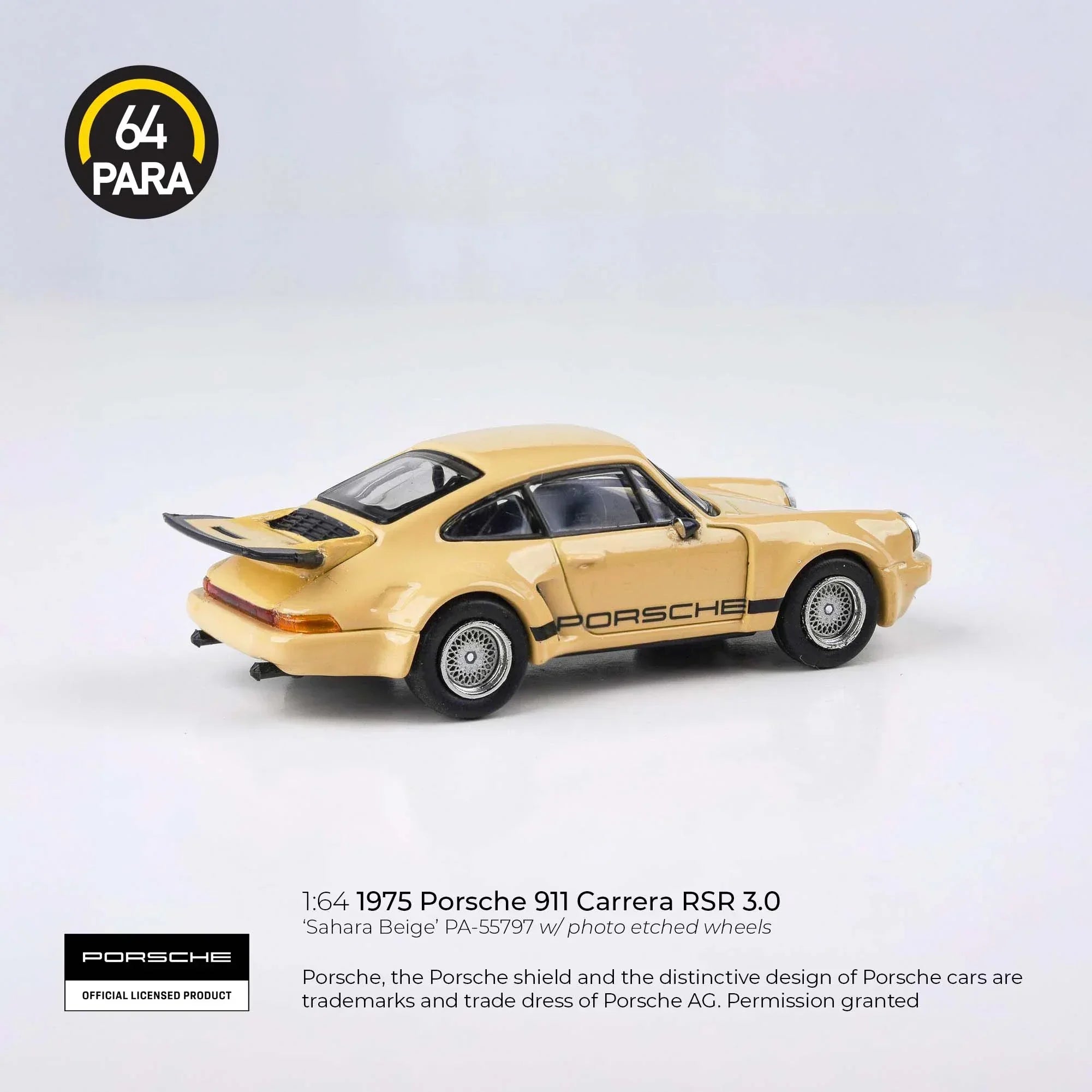 Premium scale diecast model car – Porsche 911 Carrera RSR 3.0 1975, 1:64 Scale (Beige) Collectible