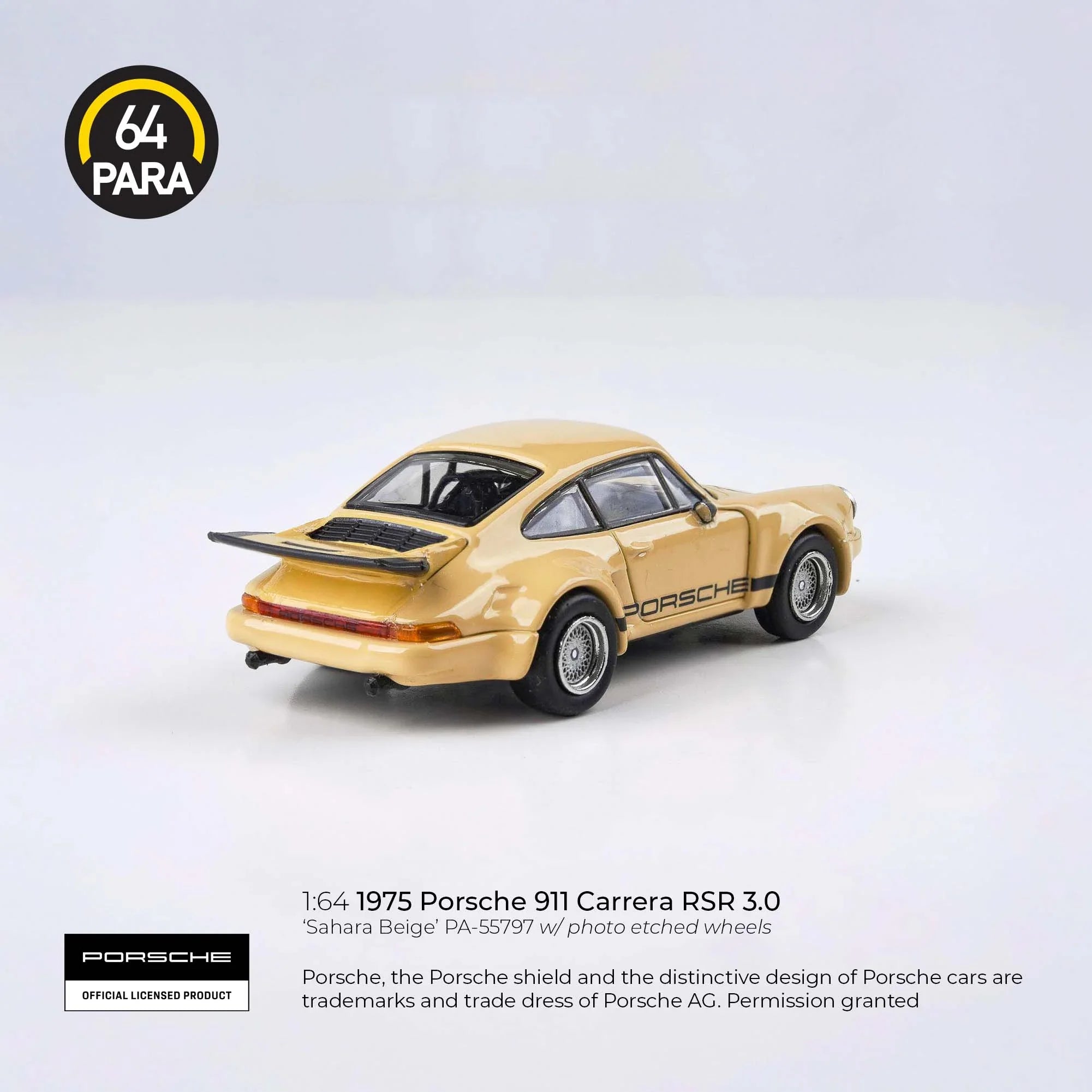 Premium scale diecast model car – Porsche 911 Carrera RSR 3.0 1975, 1:64 Scale (Beige) Collectible
