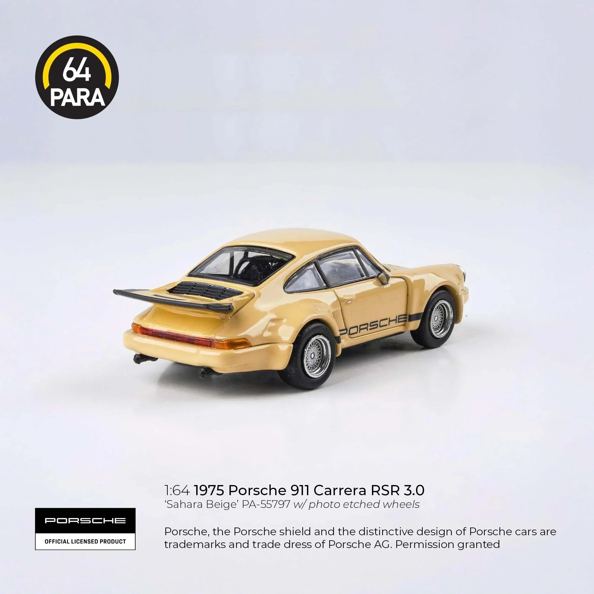 Premium scale diecast model car – Porsche 911 Carrera RSR 3.0 1975, 1:64 Scale (Beige) Collectible