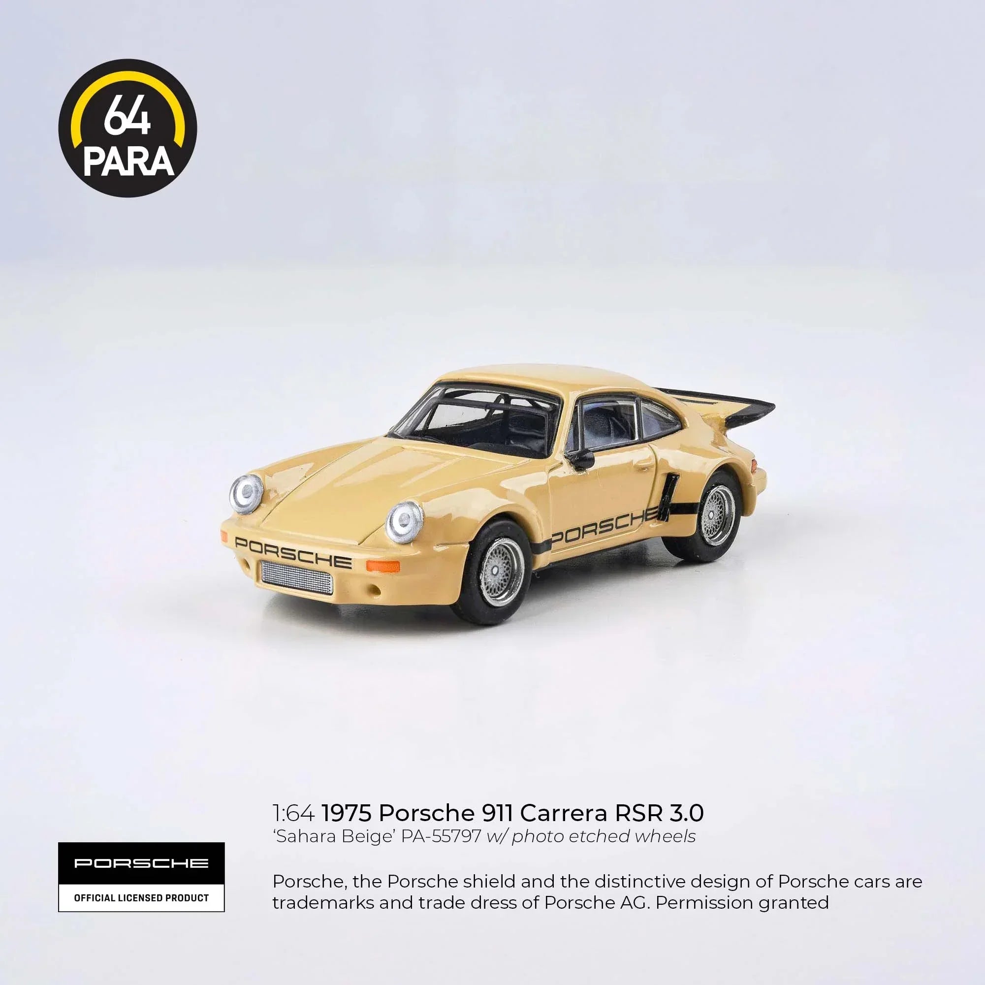 Premium scale diecast model car – Porsche 911 Carrera RSR 3.0 1975, 1:64 Scale (Beige) Collectible