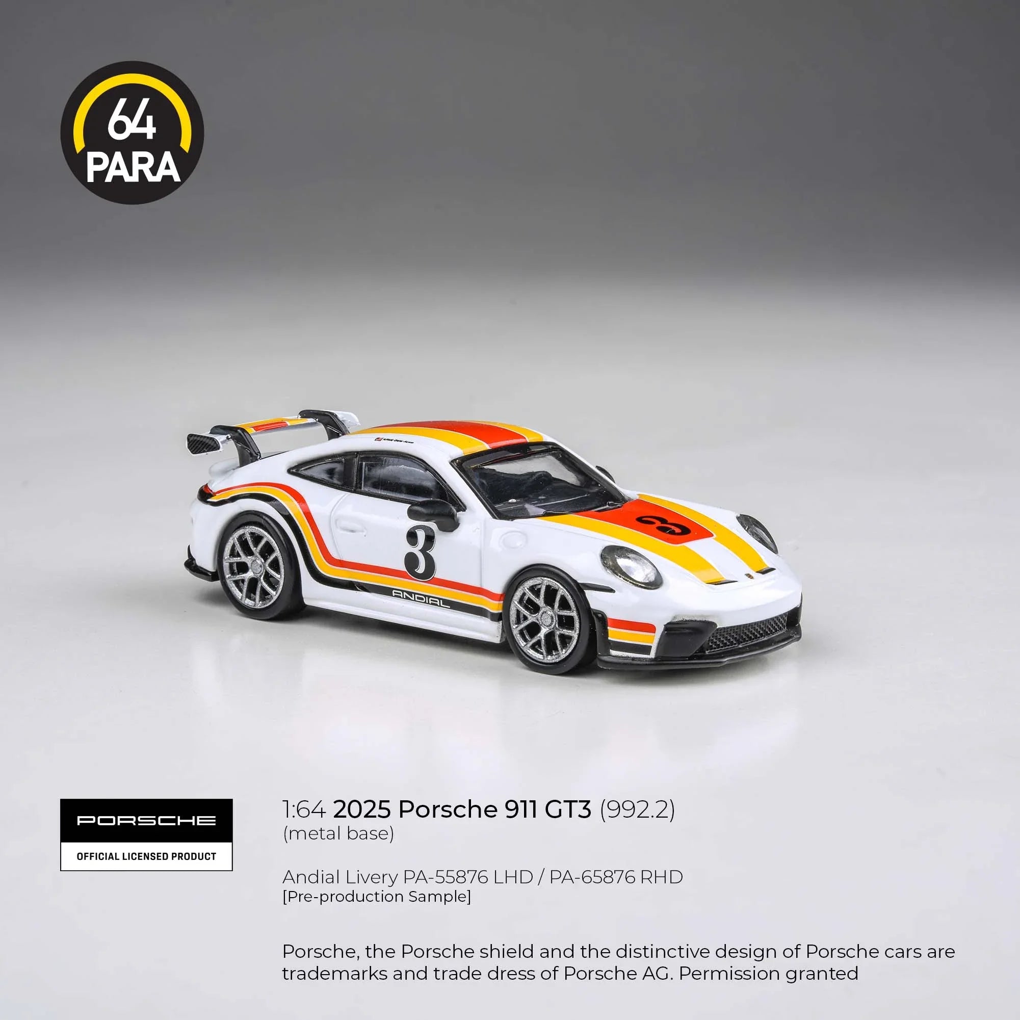 Premium scale diecast model car – Porsche 911 GT3 (992.2) 2025, 1:64 Scale (Multicolor) Collectible