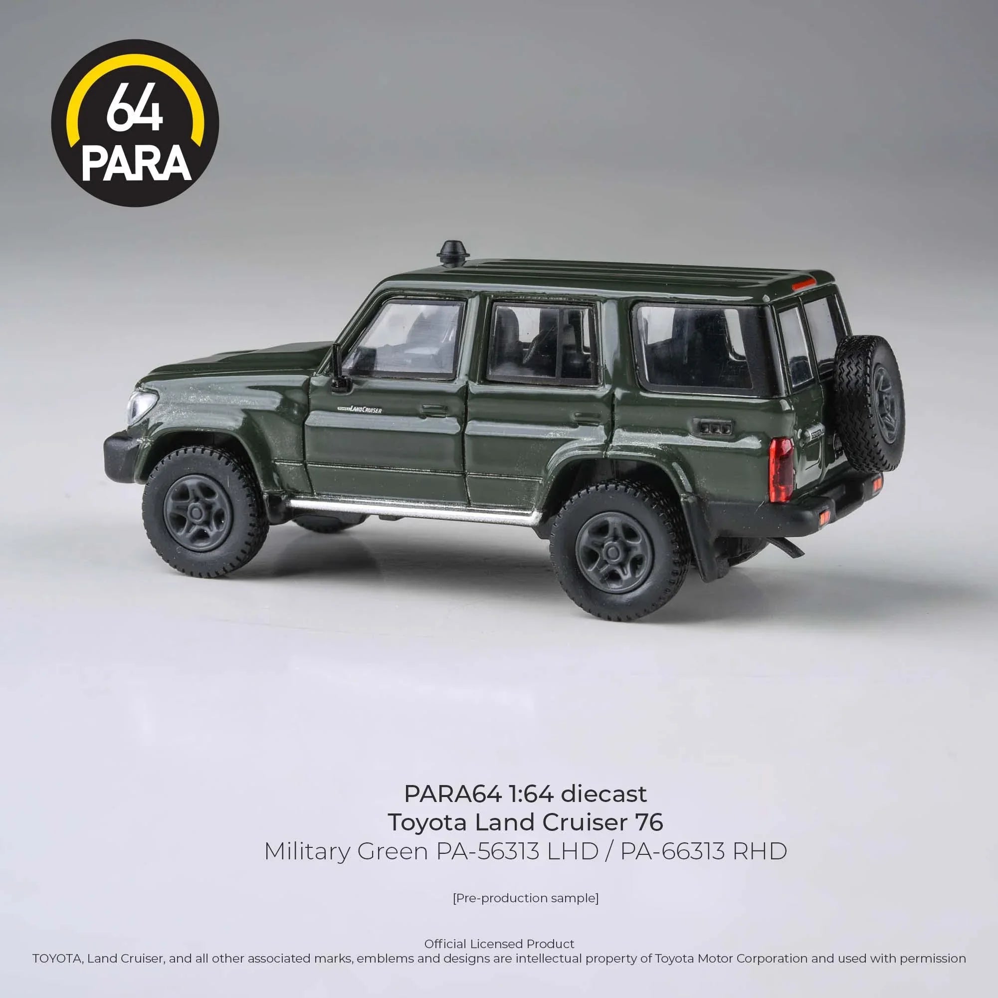 Premium scale diecast model car – *PRE-ORDER* Toyota Land Cruiser 76 2014, 1:64 Scale (Military Green) Collectible