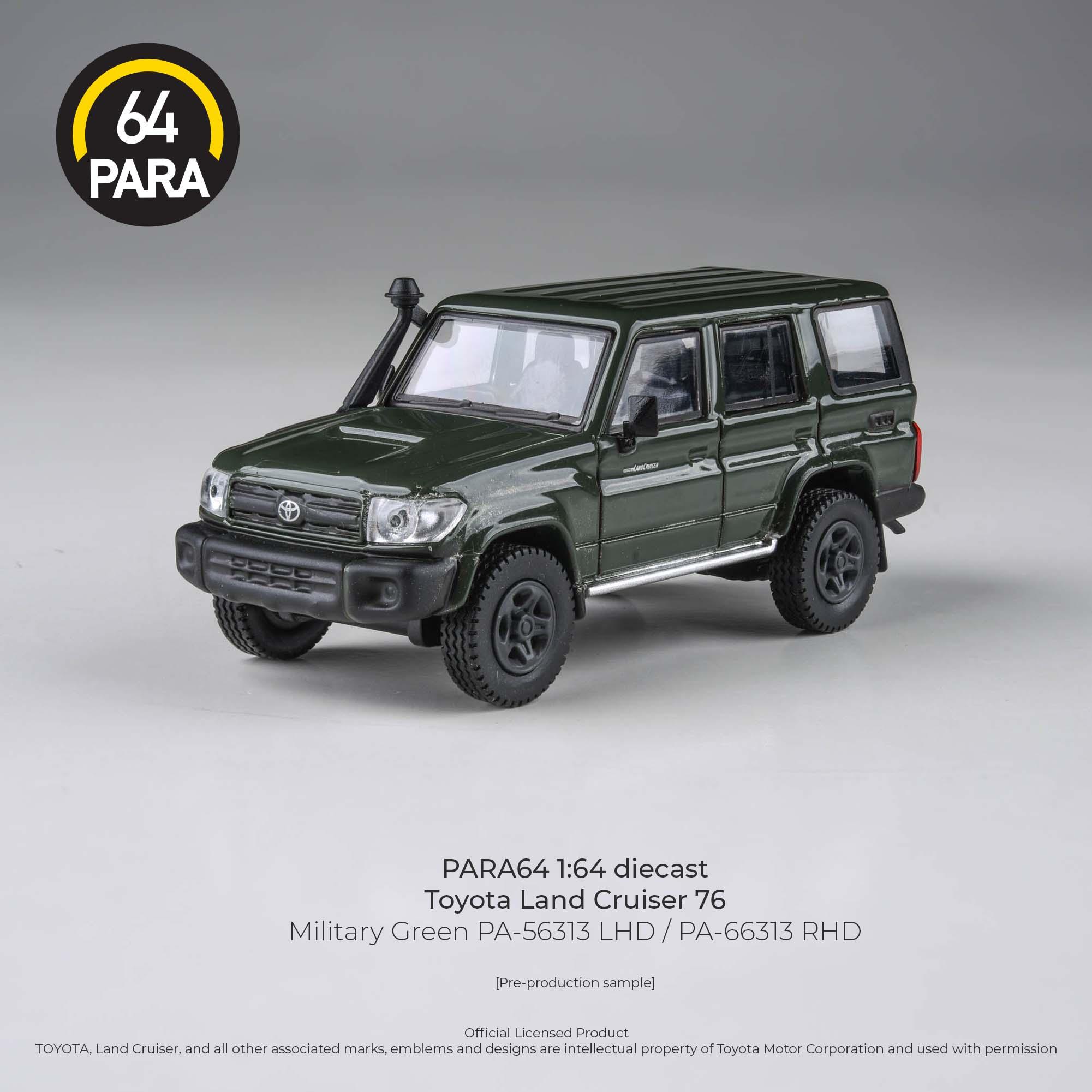Premium scale diecast model car – *PRE-ORDER* Toyota Land Cruiser 76 2014, 1:64 Scale (Military Green) Collectible