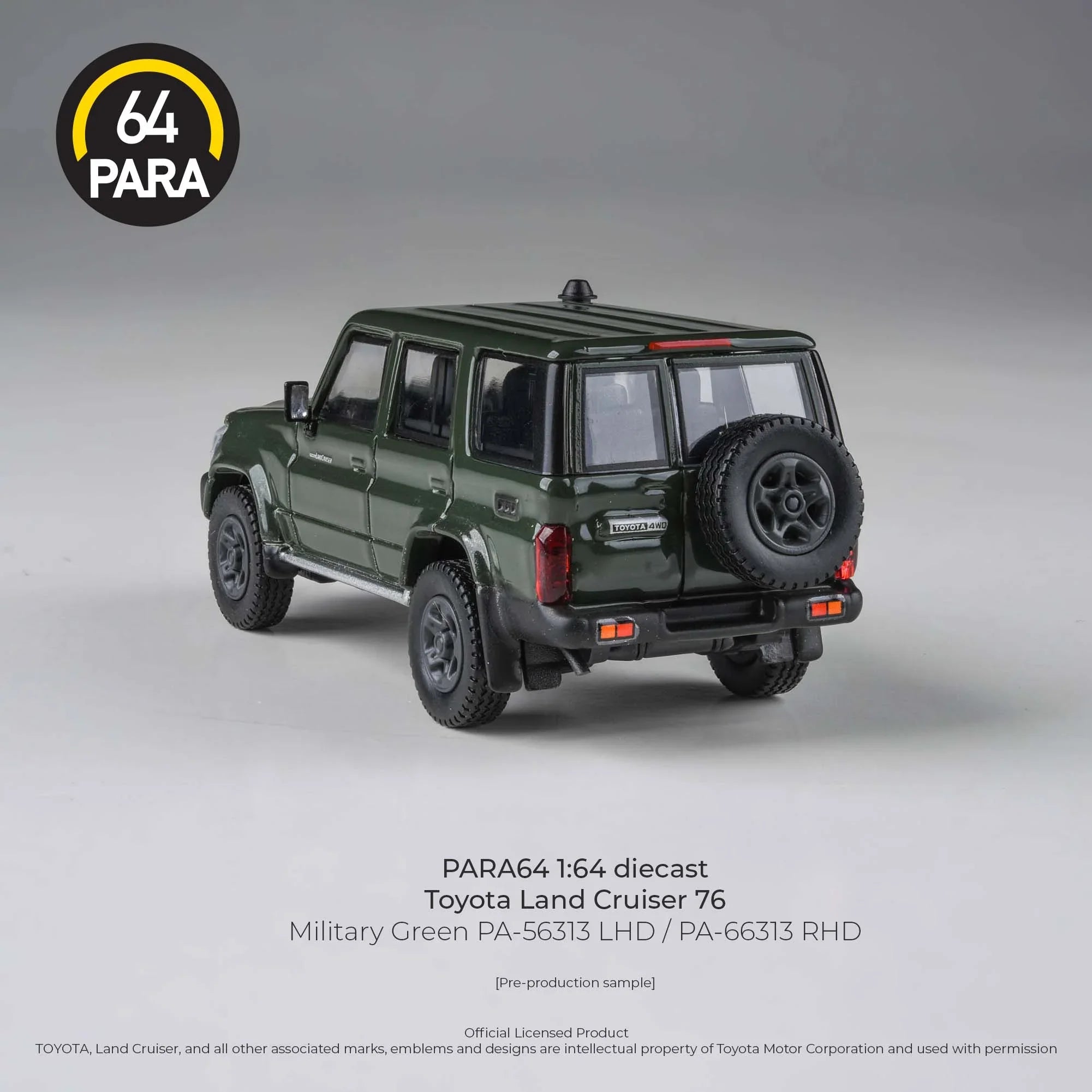 Premium scale diecast model car – *PRE-ORDER* Toyota Land Cruiser 76 2014, 1:64 Scale (Military Green) Collectible