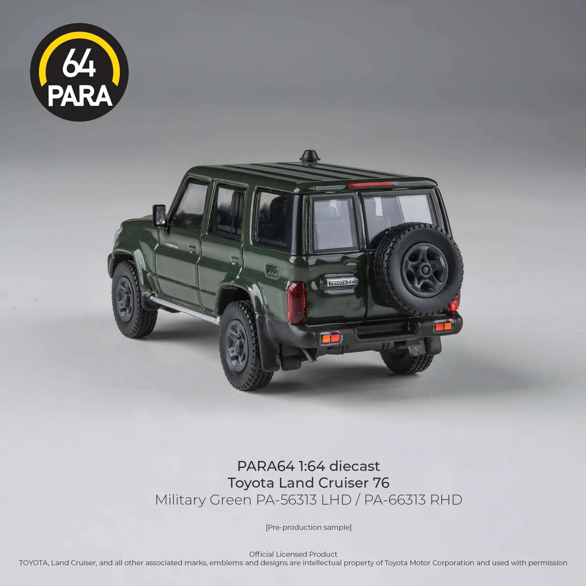 Premium scale diecast model car – *PRE-ORDER* Toyota Land Cruiser 76 2014, 1:64 Scale (Military Green) Collectible