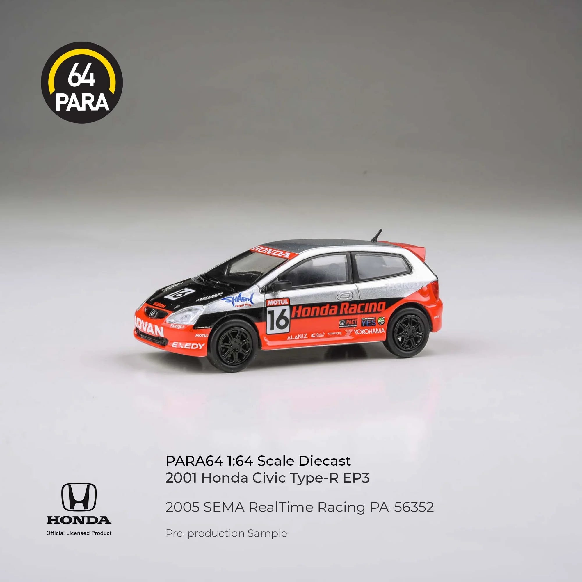 Premium scale diecast model car – Honda Civic 2005 SEMA RealTime Racing, 1:64 Scale (Red) Collectible