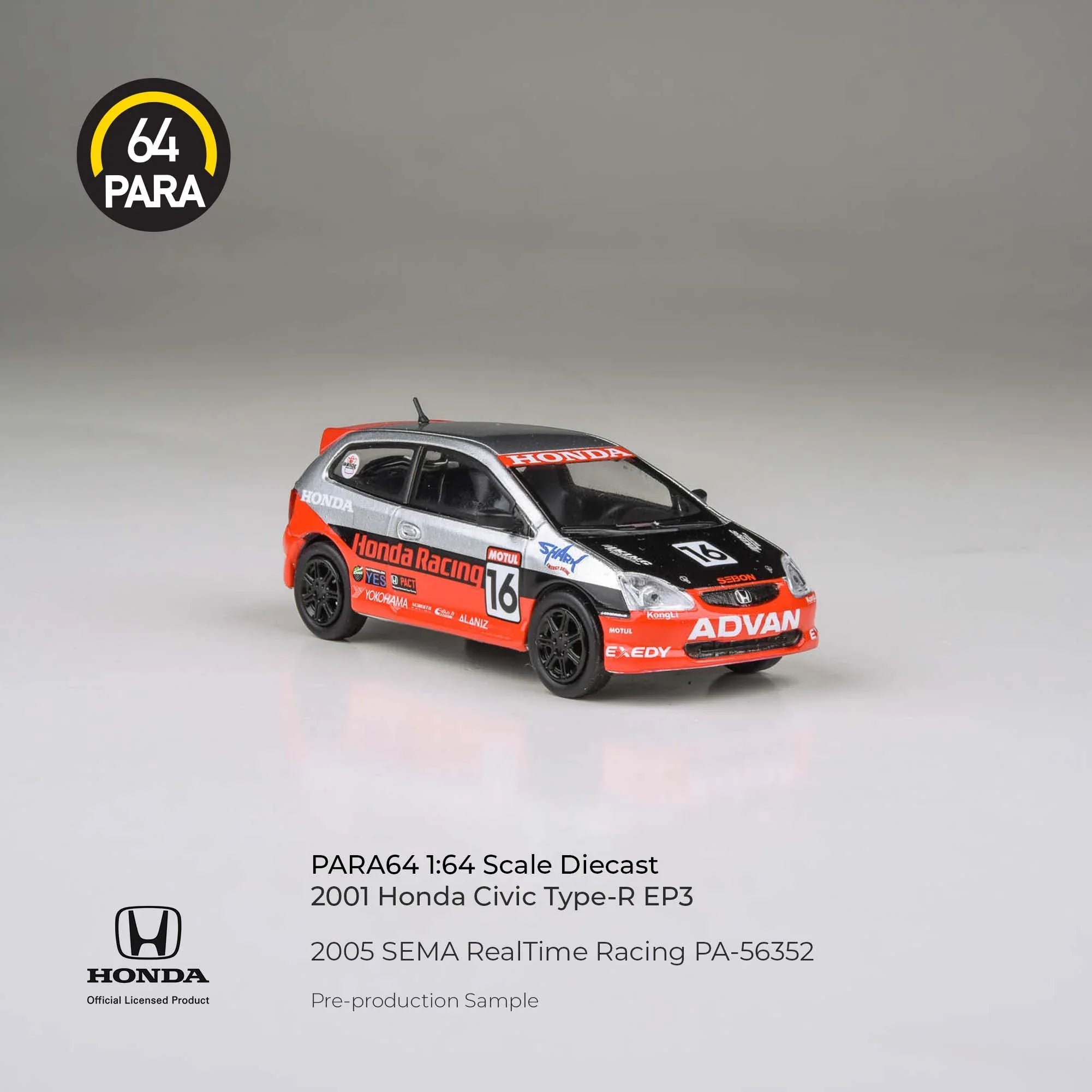 Premium scale diecast model car – Honda Civic 2005 SEMA RealTime Racing, 1:64 Scale (Red) Collectible