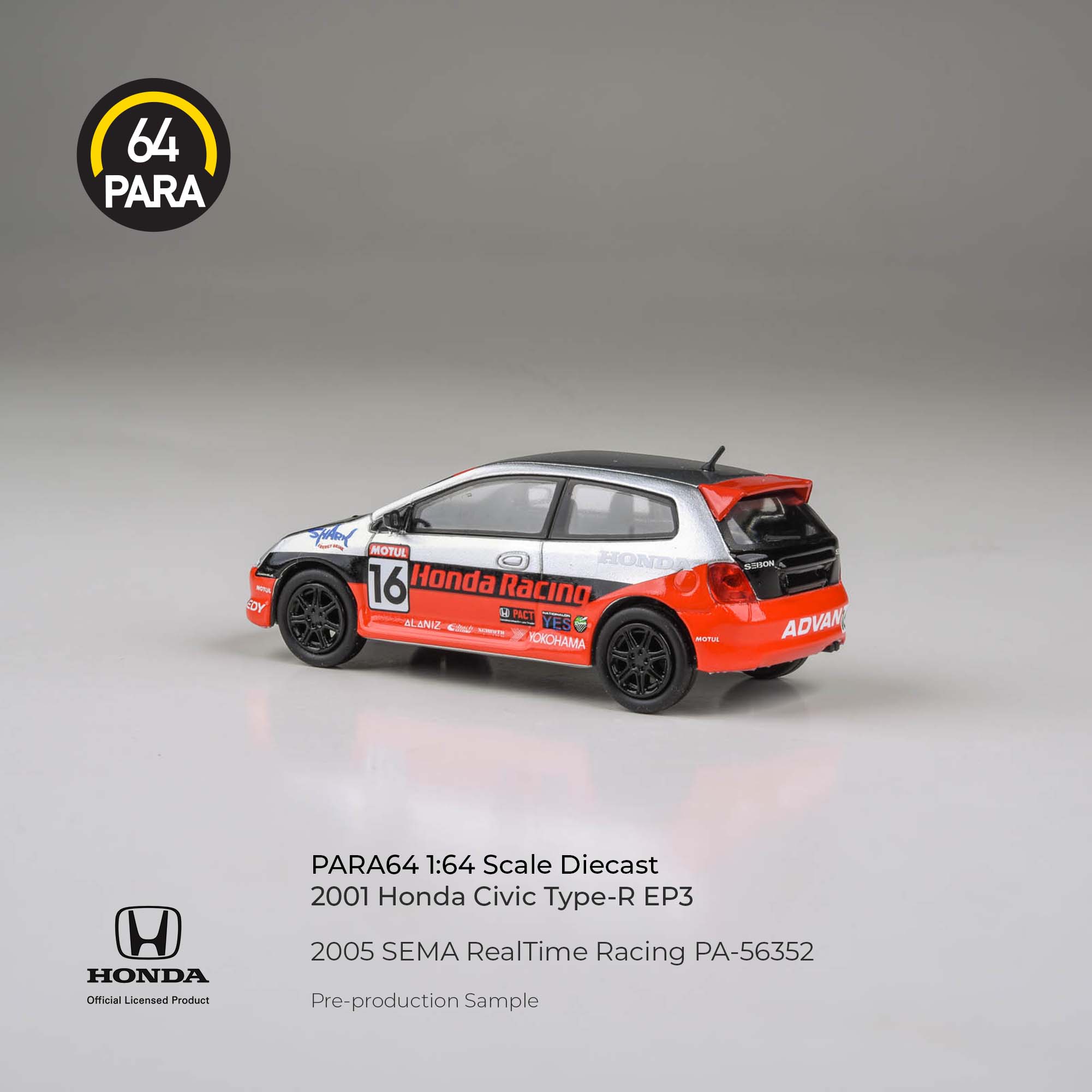 Premium scale diecast model car – Honda Civic 2005 SEMA RealTime Racing, 1:64 Scale (Red) Collectible