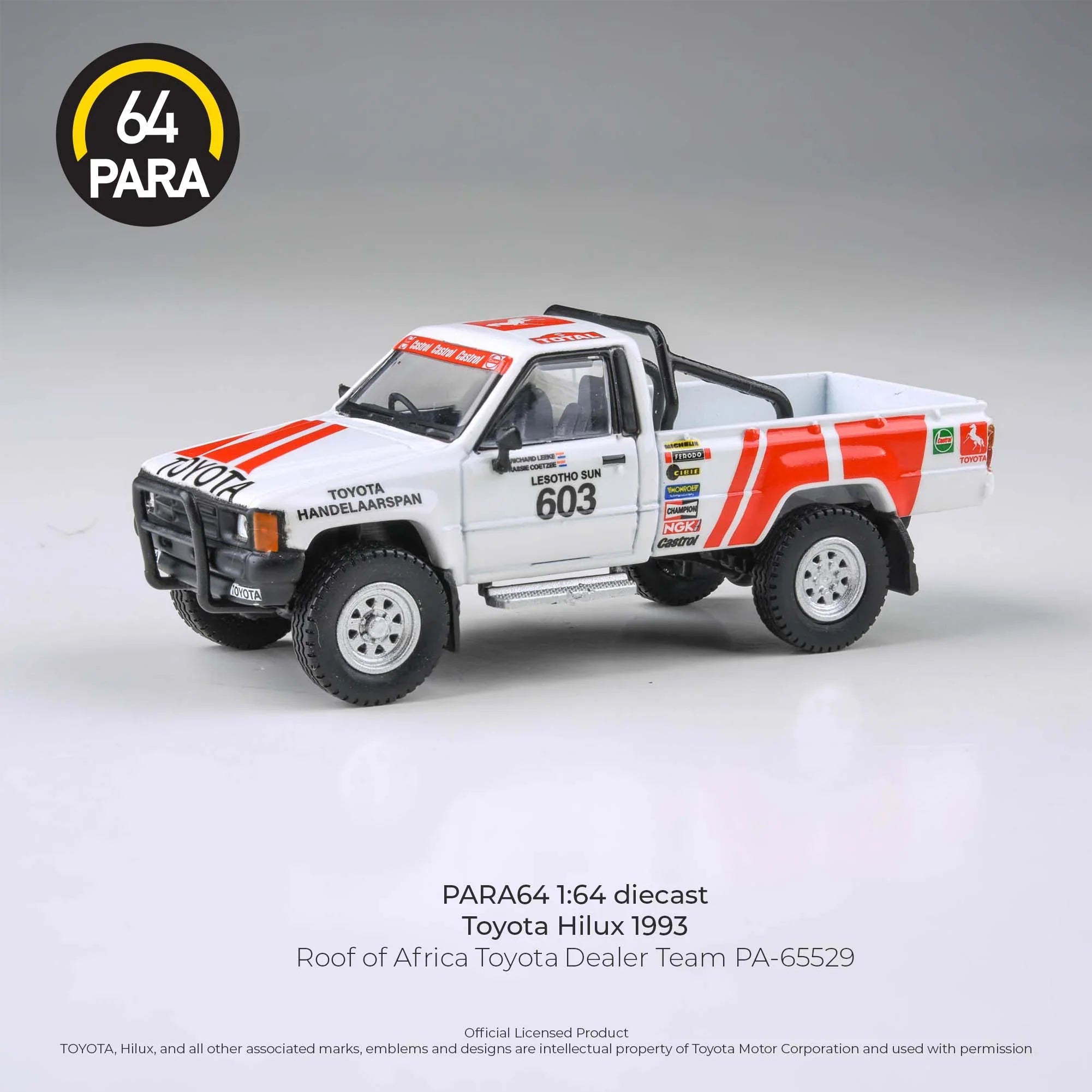 Premium scale diecast model car – *PRE-ORDER* Toyota Hilux 1993 Roof Of Africa Toyota Dealer Team 1995, 1:64 Scale Collectible