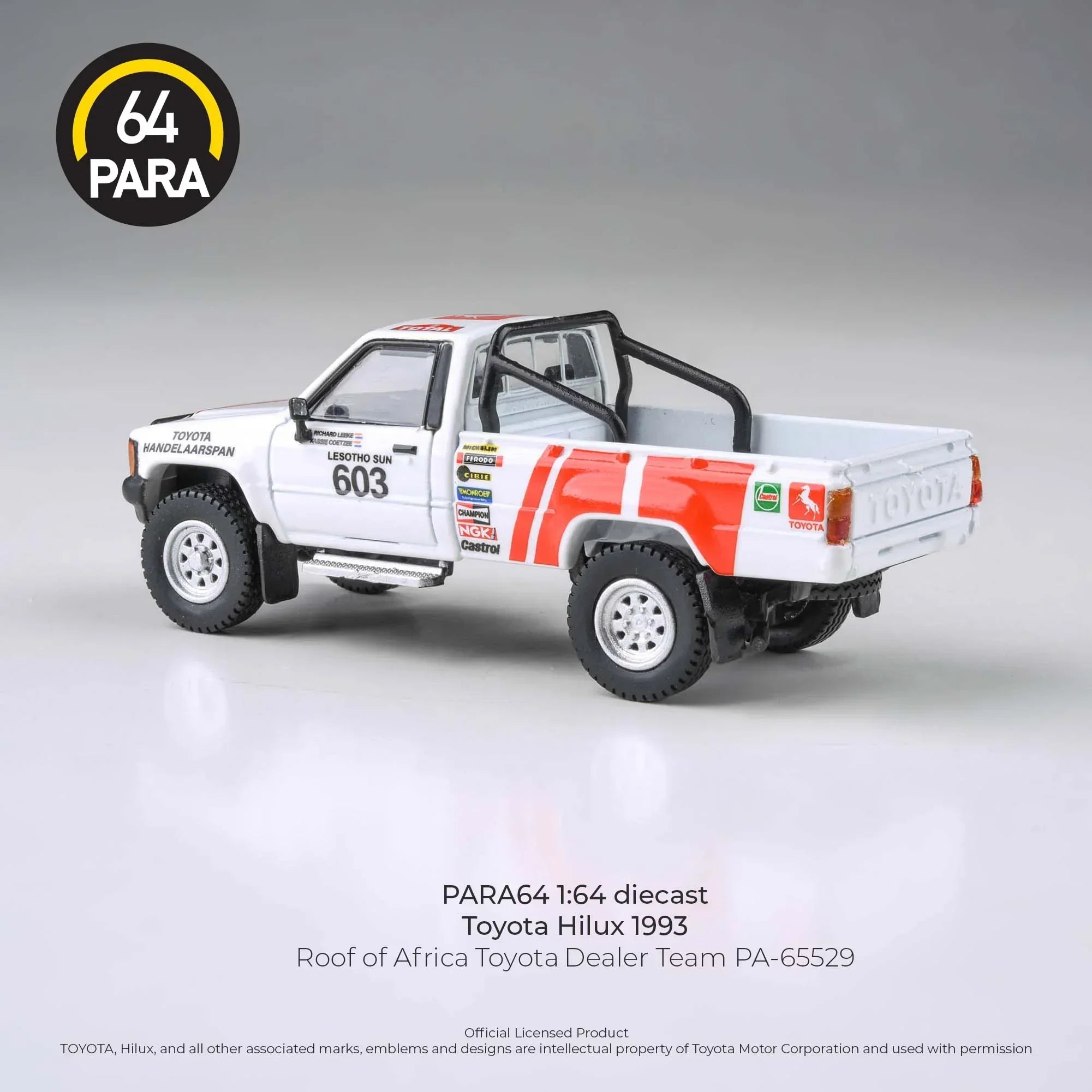Premium scale diecast model car – *PRE-ORDER* Toyota Hilux 1993 Roof Of Africa Toyota Dealer Team 1995, 1:64 Scale Collectible
