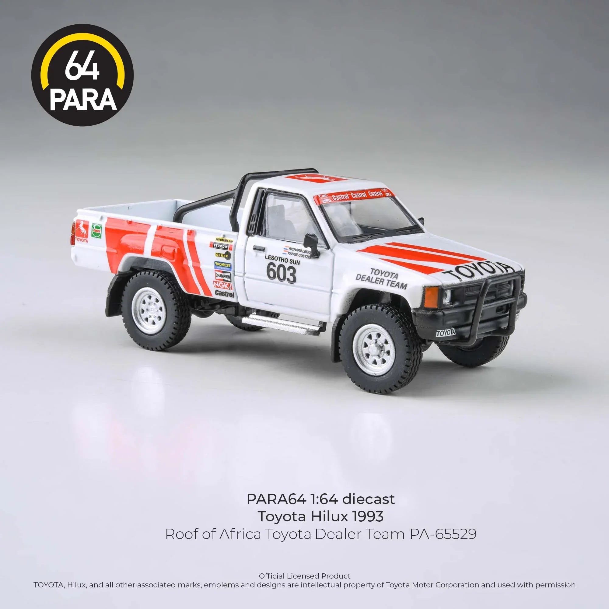 Premium scale diecast model car – *PRE-ORDER* Toyota Hilux 1993 Roof Of Africa Toyota Dealer Team 1995, 1:64 Scale Collectible