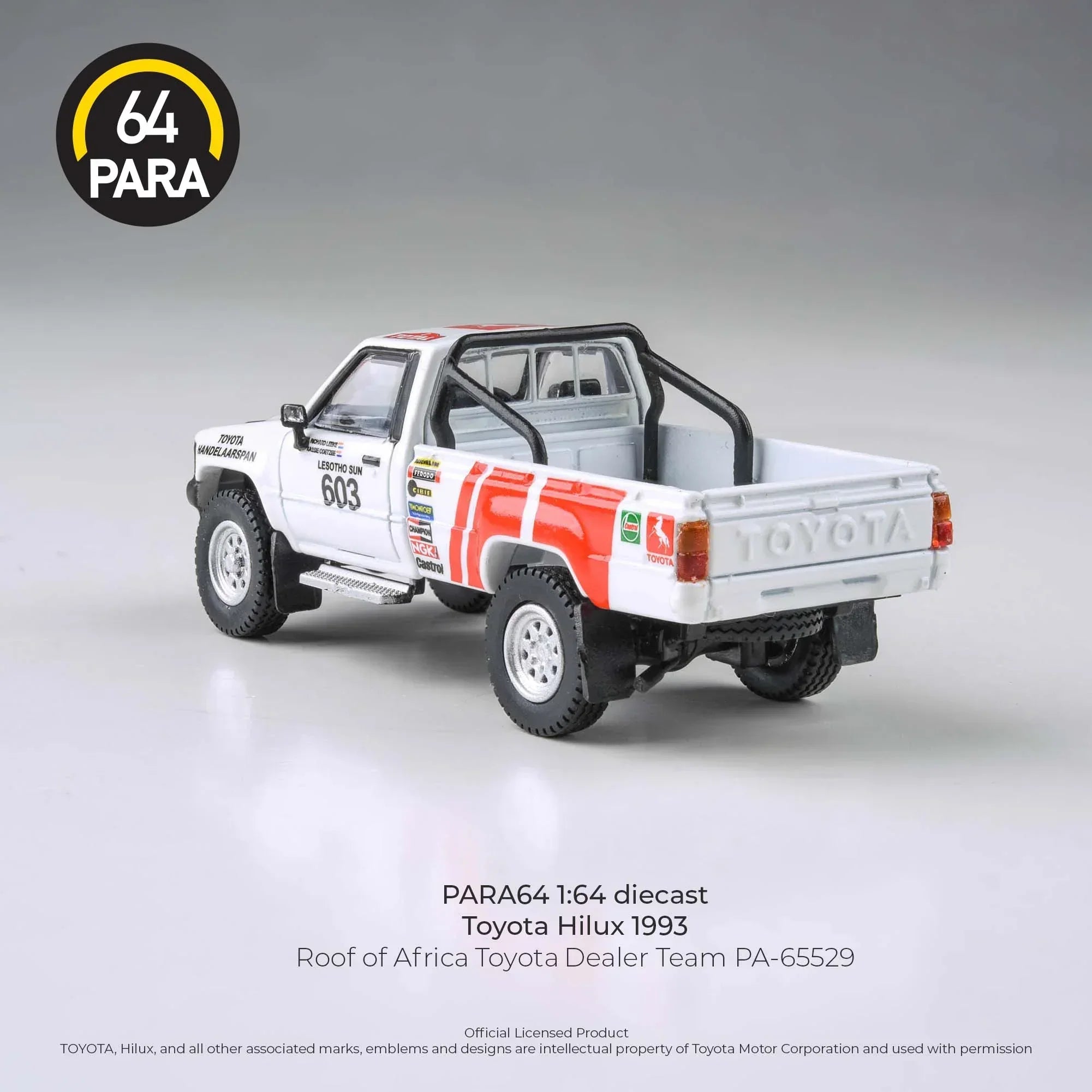 Premium scale diecast model car – *PRE-ORDER* Toyota Hilux 1993 Roof Of Africa Toyota Dealer Team 1995, 1:64 Scale Collectible