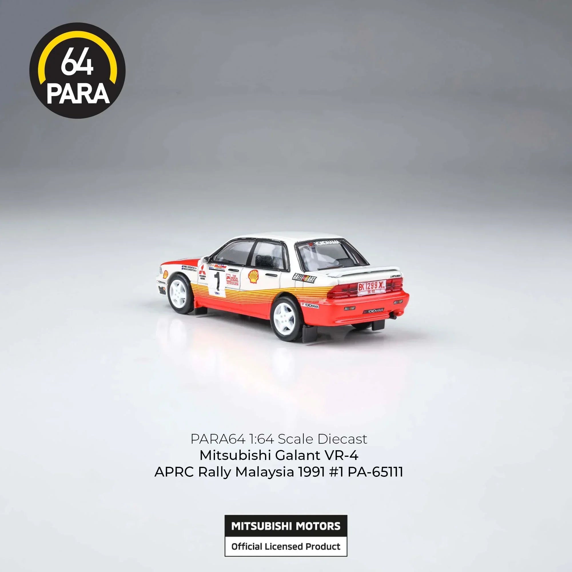 Premium scale diecast model car – Mitsubishi Galant VR-4 APRC Rally Malaysia #1 1991, 1:64 Scale (Orange) Collectible