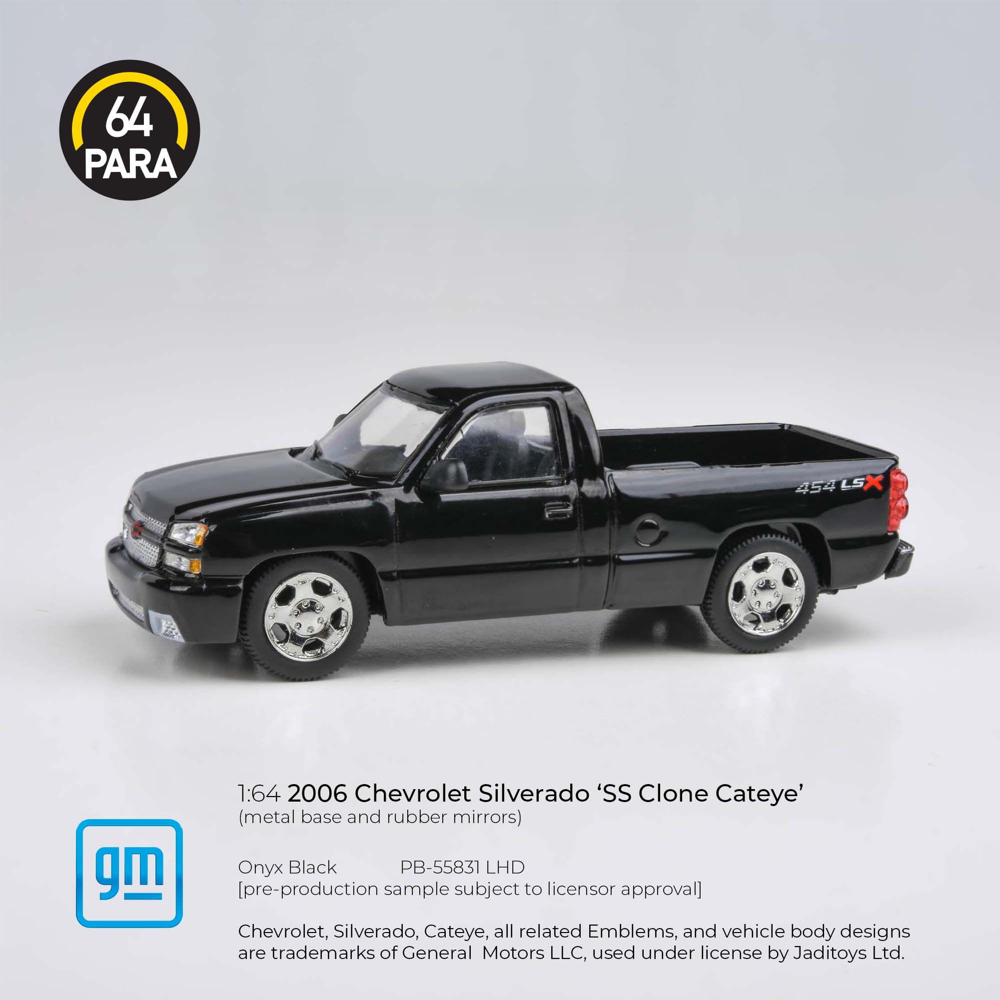 Premium scale diecast model car – Chevrolet Silverado Onyx 2006, 1:64 Scale (Black) Collectible