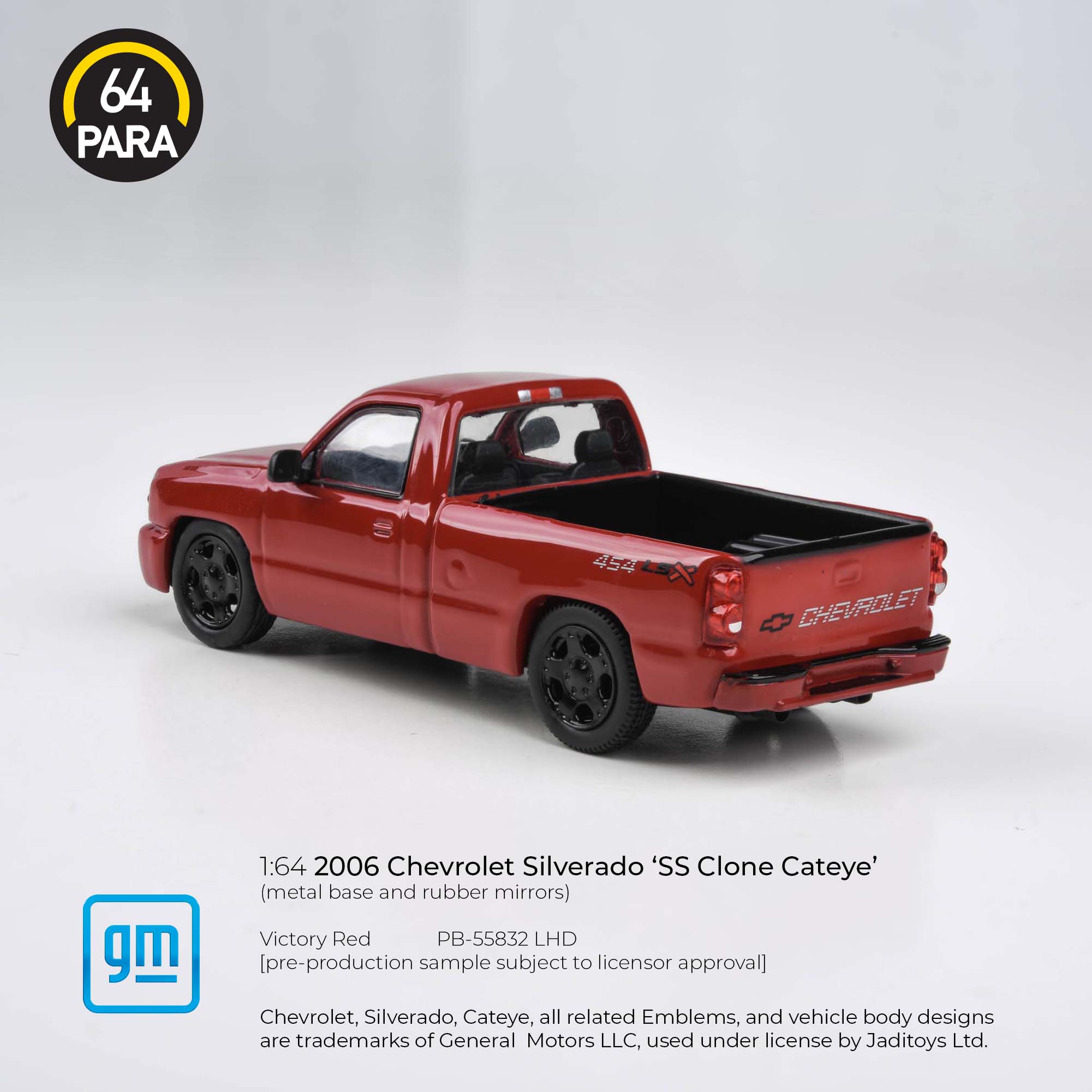 Premium scale diecast model car – Chevrolet Silverado 'SS Clone Cateye' 2006, 1:64 Scale (Red) Collectible