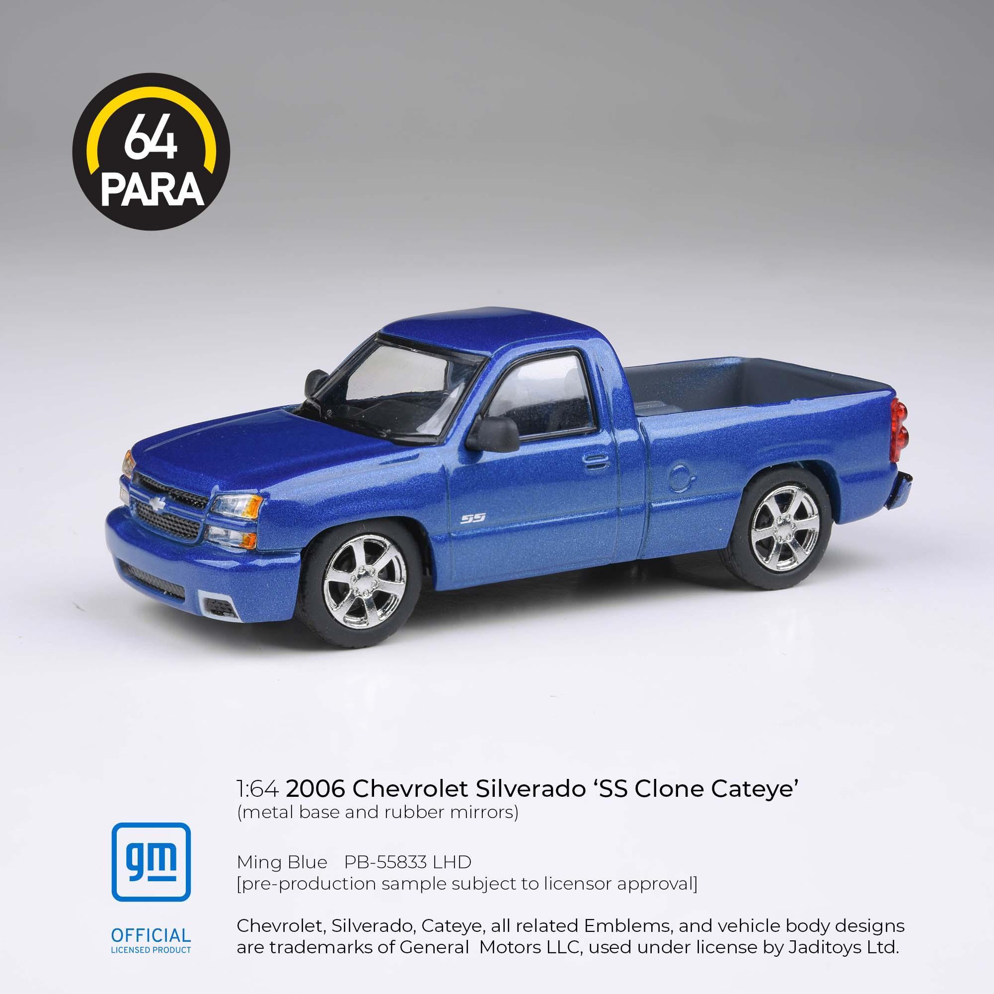 Premium scale diecast model car – Chevrolet Silverado 'SS Clone Cateye' 2006 , 1:64 Scale (Blue) Collectible