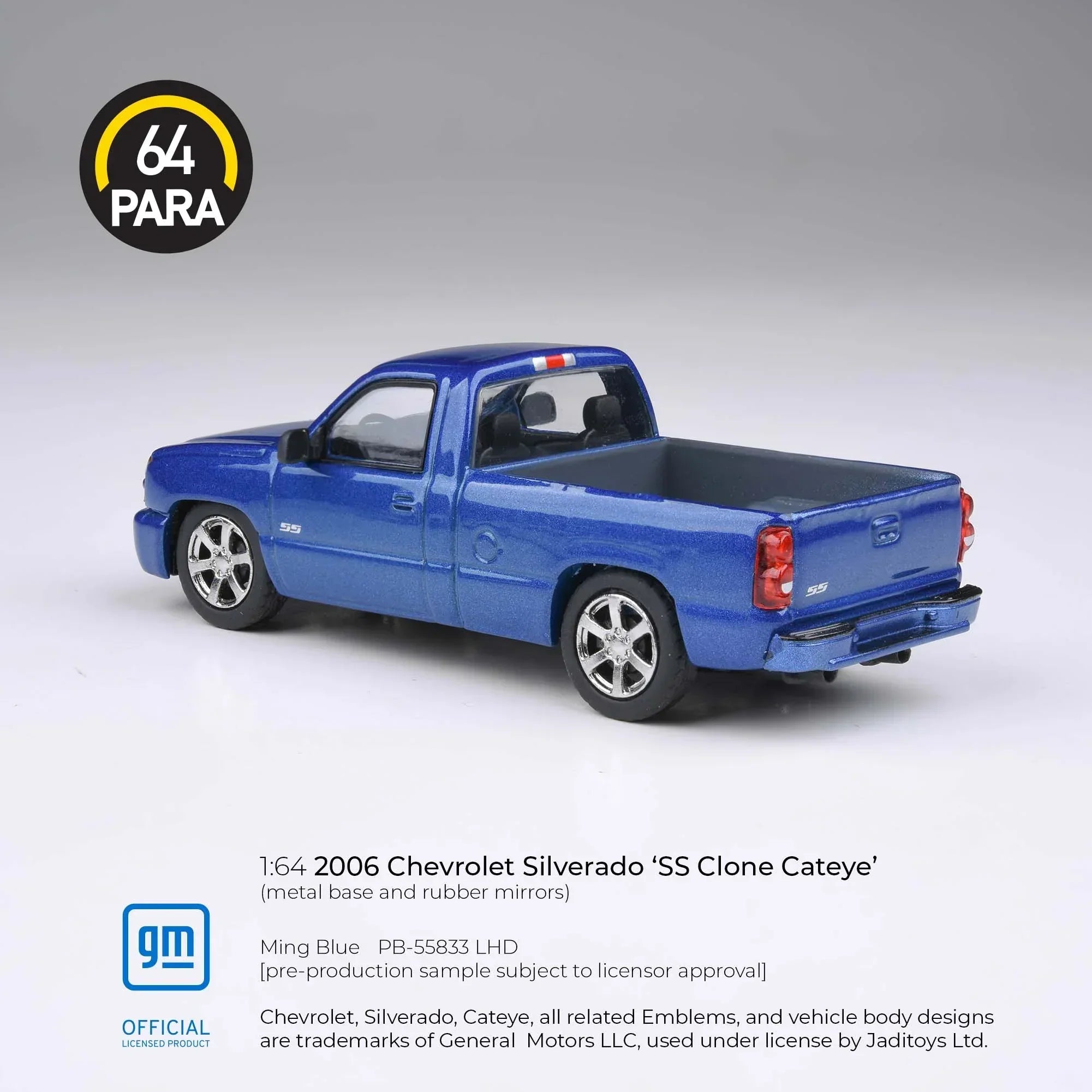 Premium scale diecast model car – Chevrolet Silverado 'SS Clone Cateye' 2006 , 1:64 Scale (Blue) Collectible