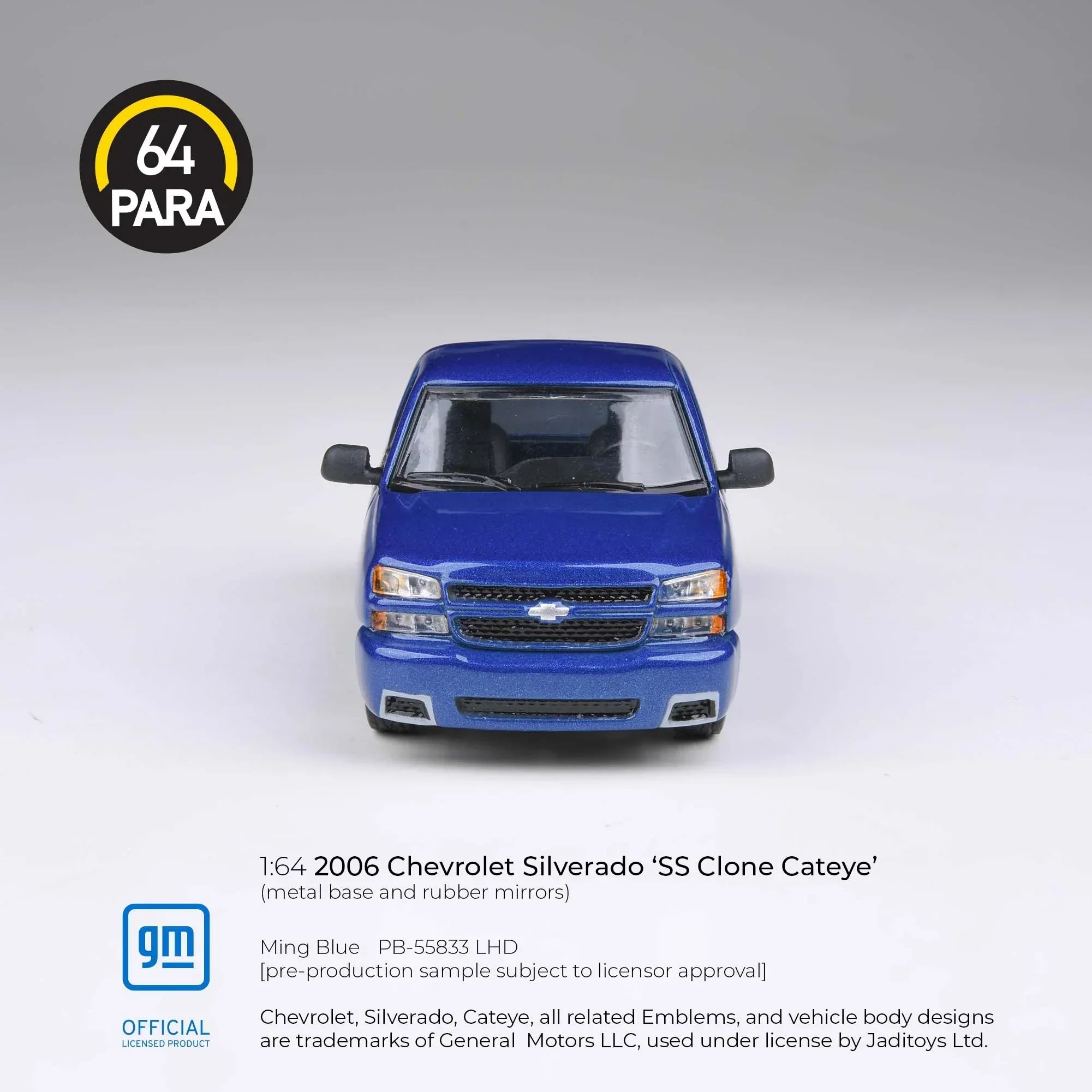 Premium scale diecast model car – Chevrolet Silverado 'SS Clone Cateye' 2006 , 1:64 Scale (Blue) Collectible