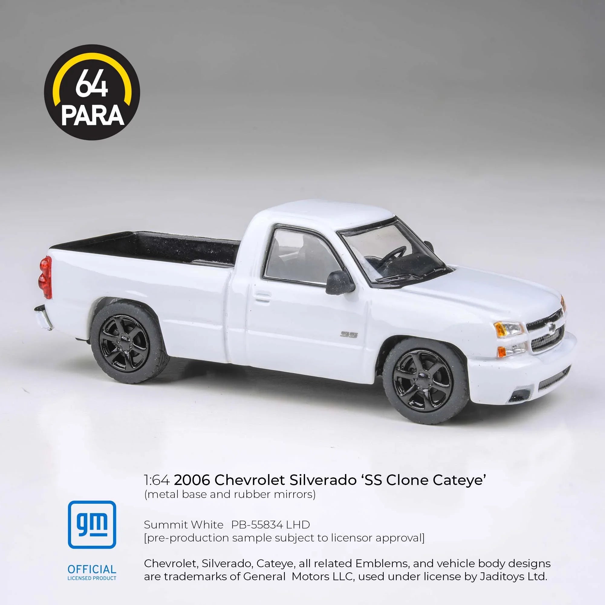 Premium scale diecast model car – Chevrolet Silverado 'SS Clone Cateye' 2006, 1:64 Scale (White) Collectible