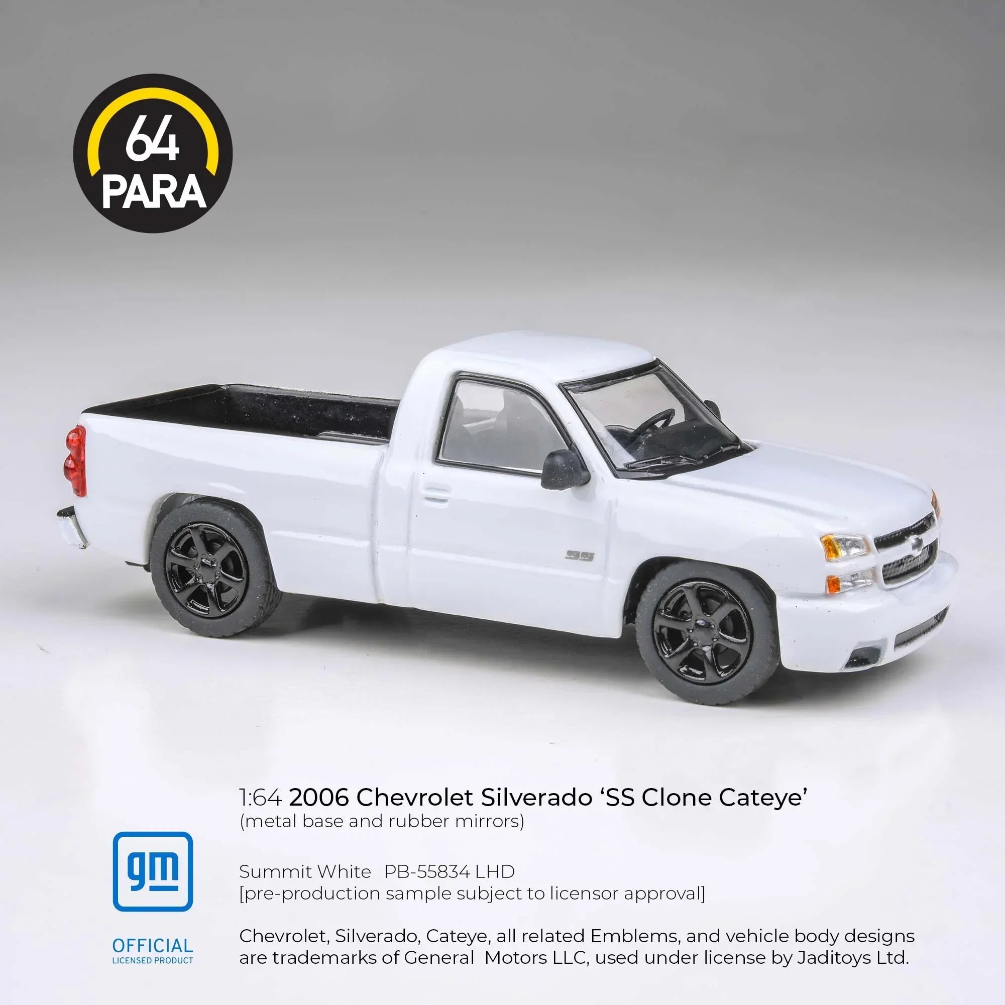 Premium scale diecast model car – Chevrolet Silverado 'SS Clone Cateye' 2006, 1:64 Scale (White) Collectible