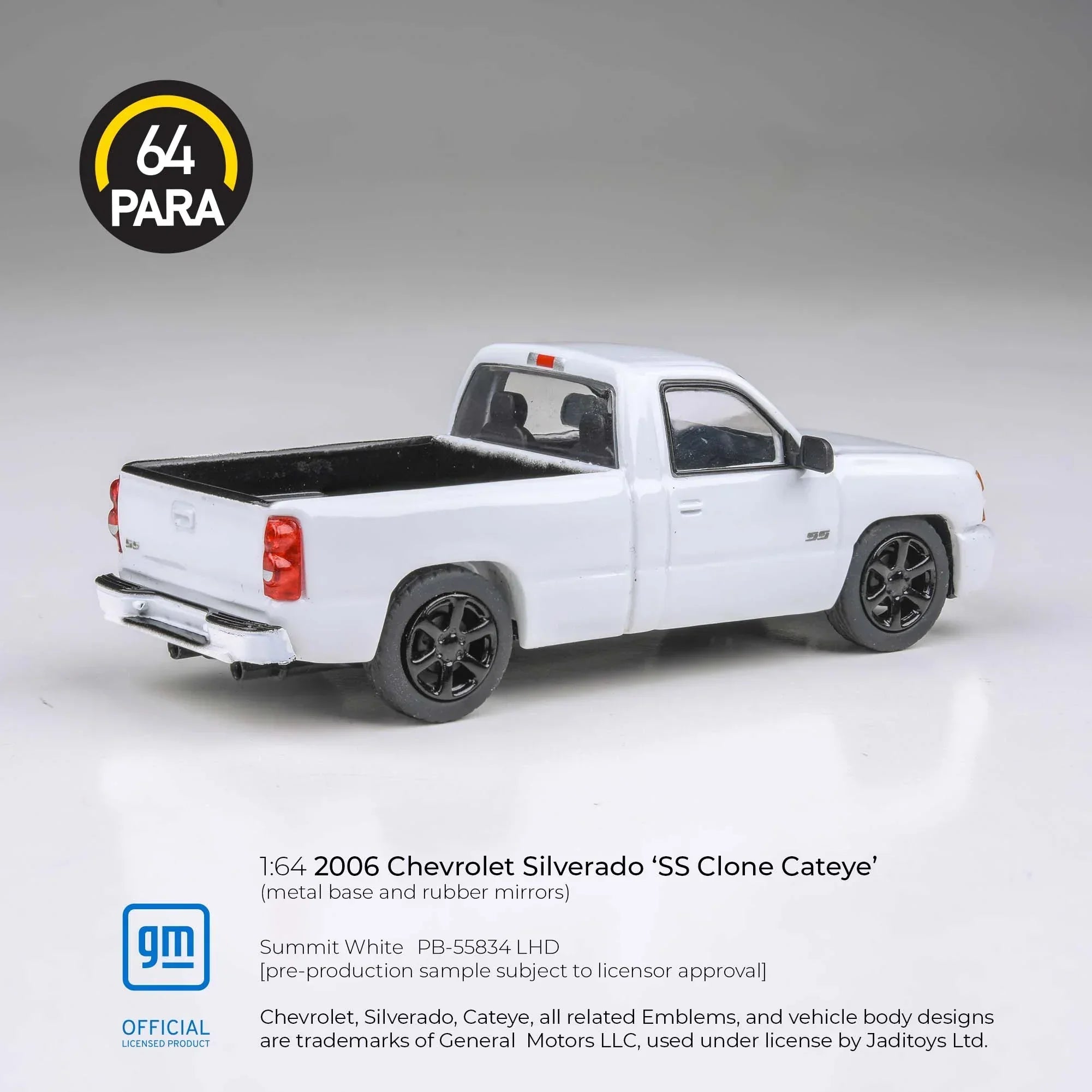 Premium scale diecast model car – Chevrolet Silverado 'SS Clone Cateye' 2006, 1:64 Scale (White) Collectible