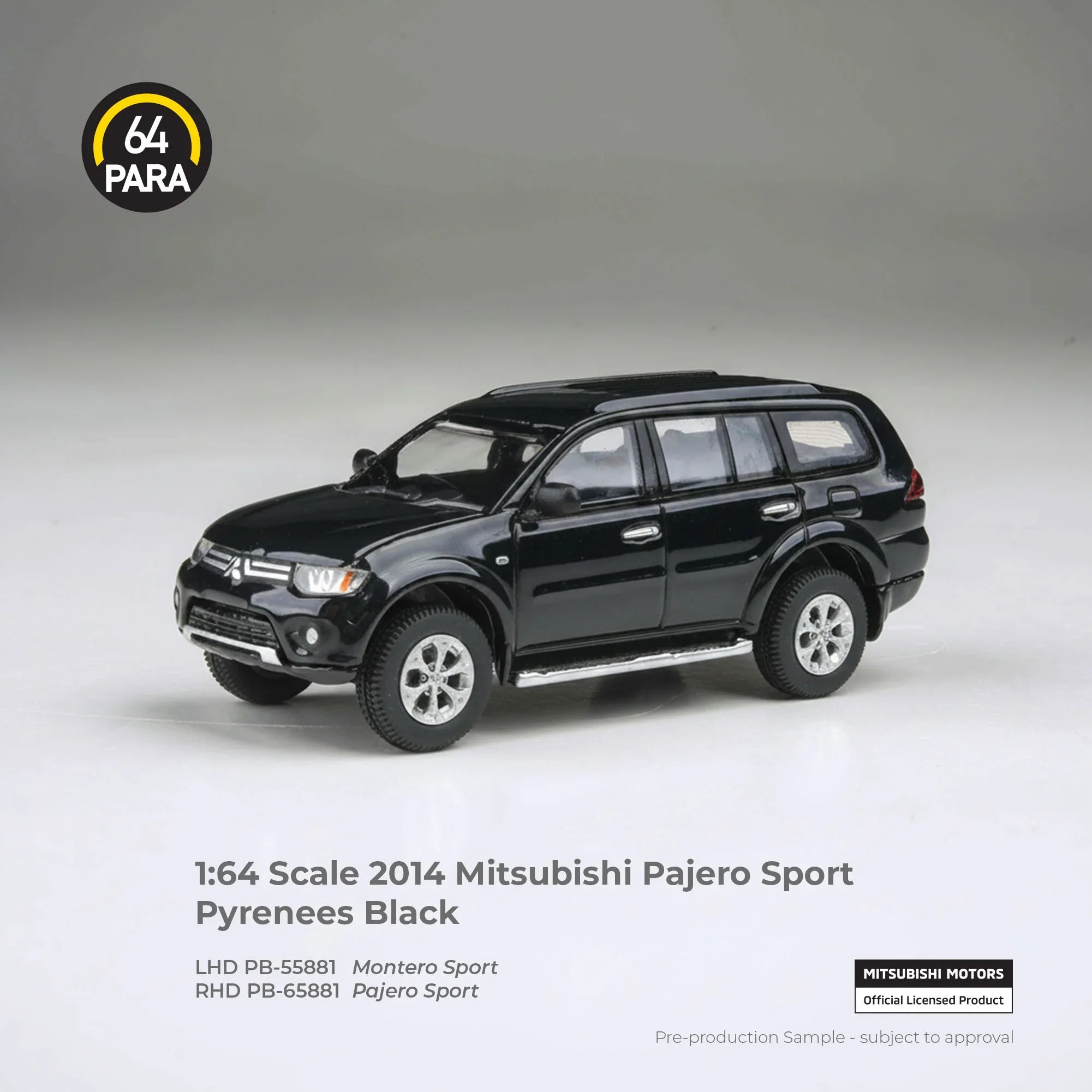 *PRE-ORDER* Mitsubishi Pajero Sport Pyrenees 2014, 1:64 Scale (Black)