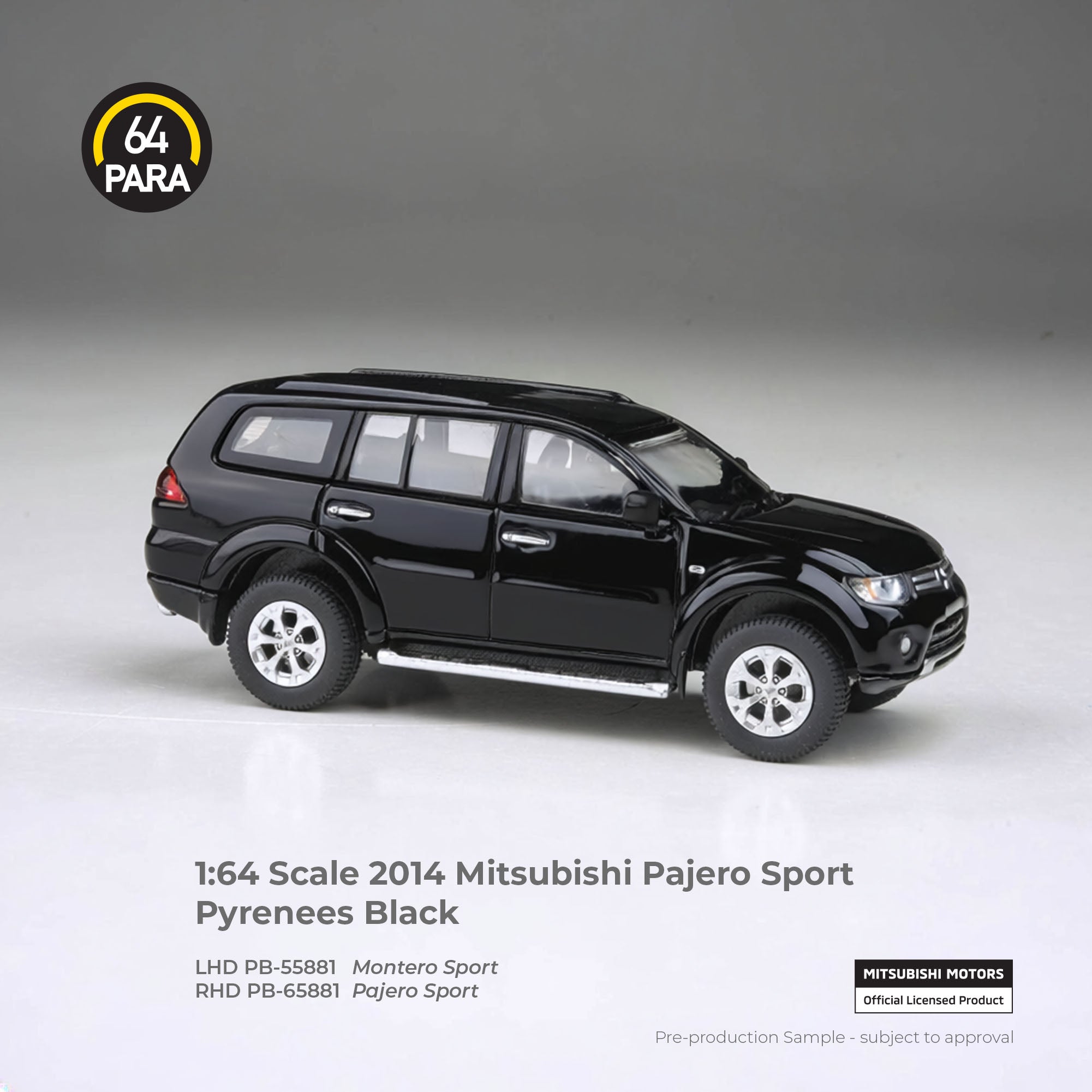 *PRE-ORDER* Mitsubishi Pajero Sport Pyrenees 2014, 1:64 Scale (Black)