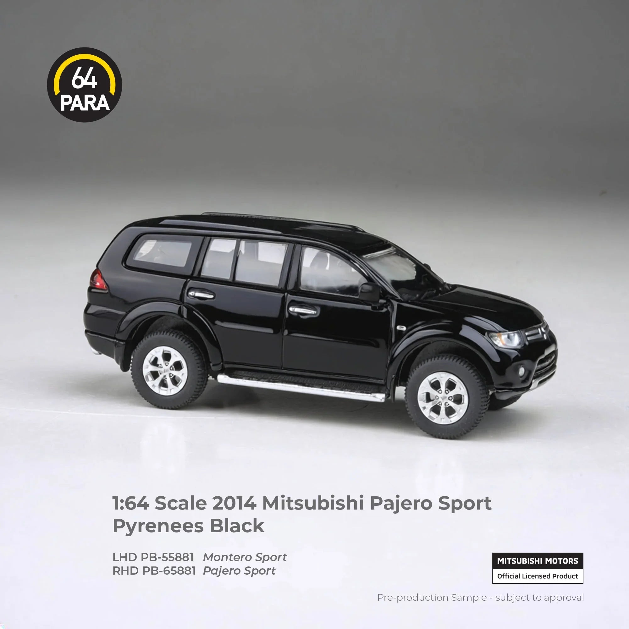 *PRE-ORDER* Mitsubishi Pajero Sport Pyrenees 2014, 1:64 Scale (Black)