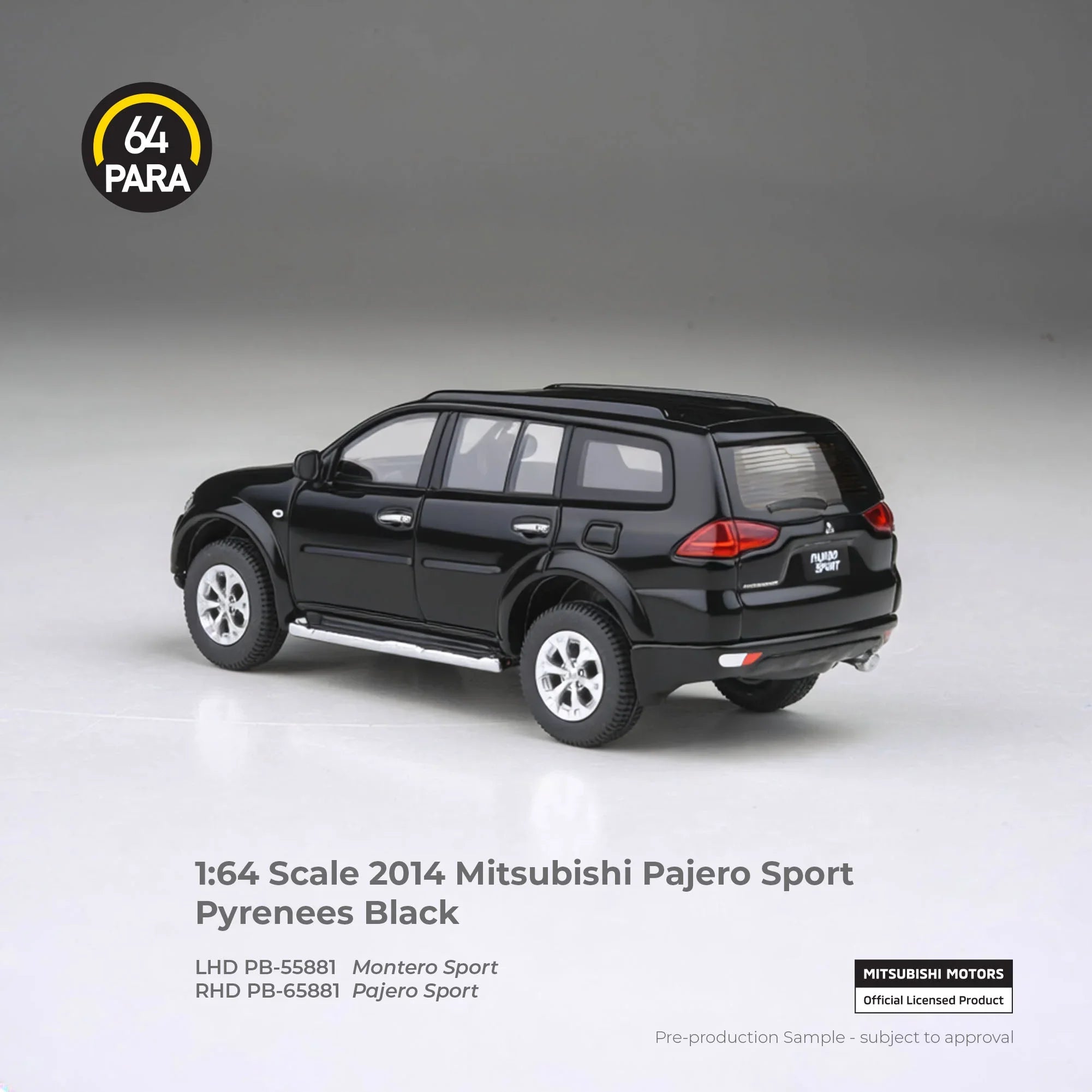*PRE-ORDER* Mitsubishi Pajero Sport Pyrenees 2014, 1:64 Scale (Black)