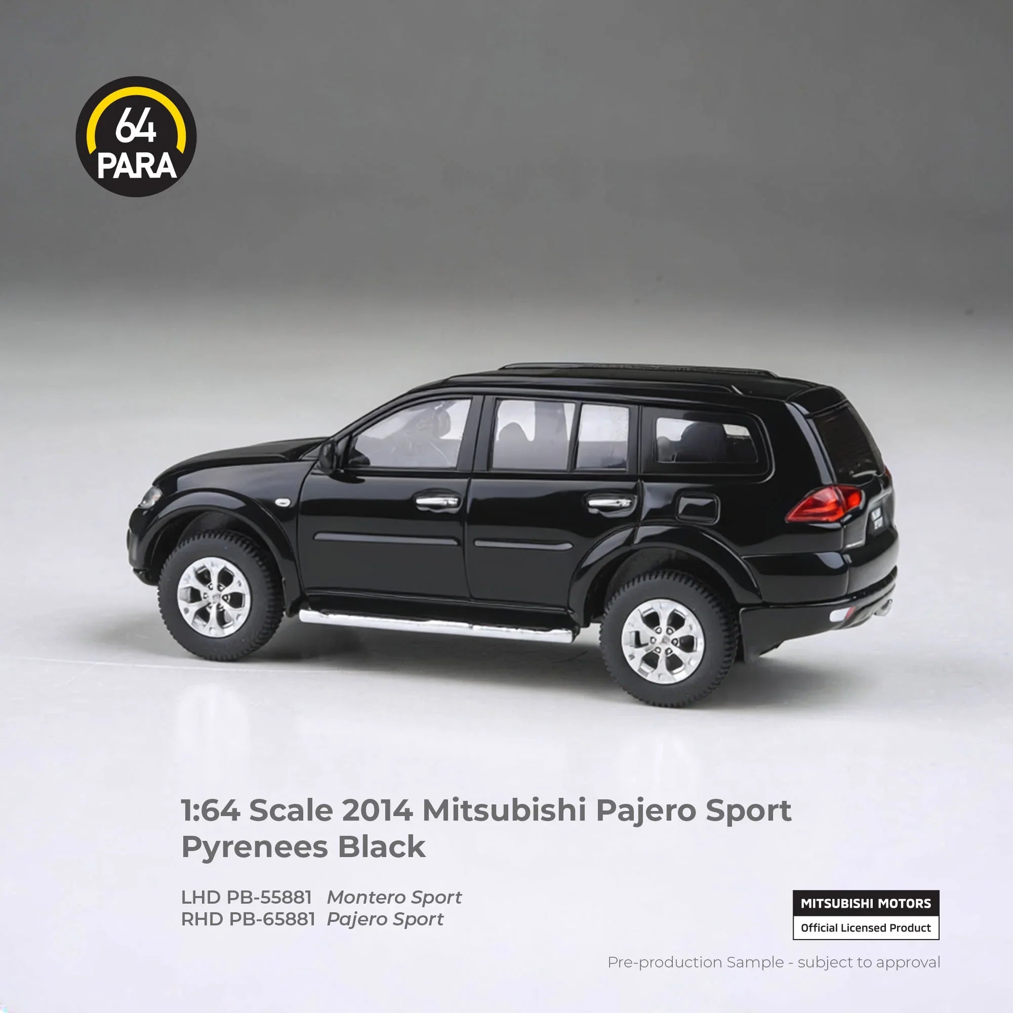 *PRE-ORDER* Mitsubishi Pajero Sport Pyrenees 2014, 1:64 Scale (Black)