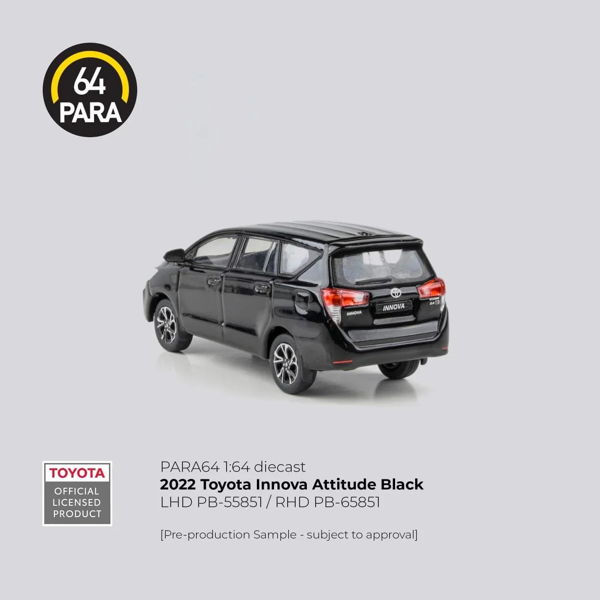 Premium scale diecast model car – Toyota Innova 2022, 1:64 Scale (Attitude Black) Collectible
