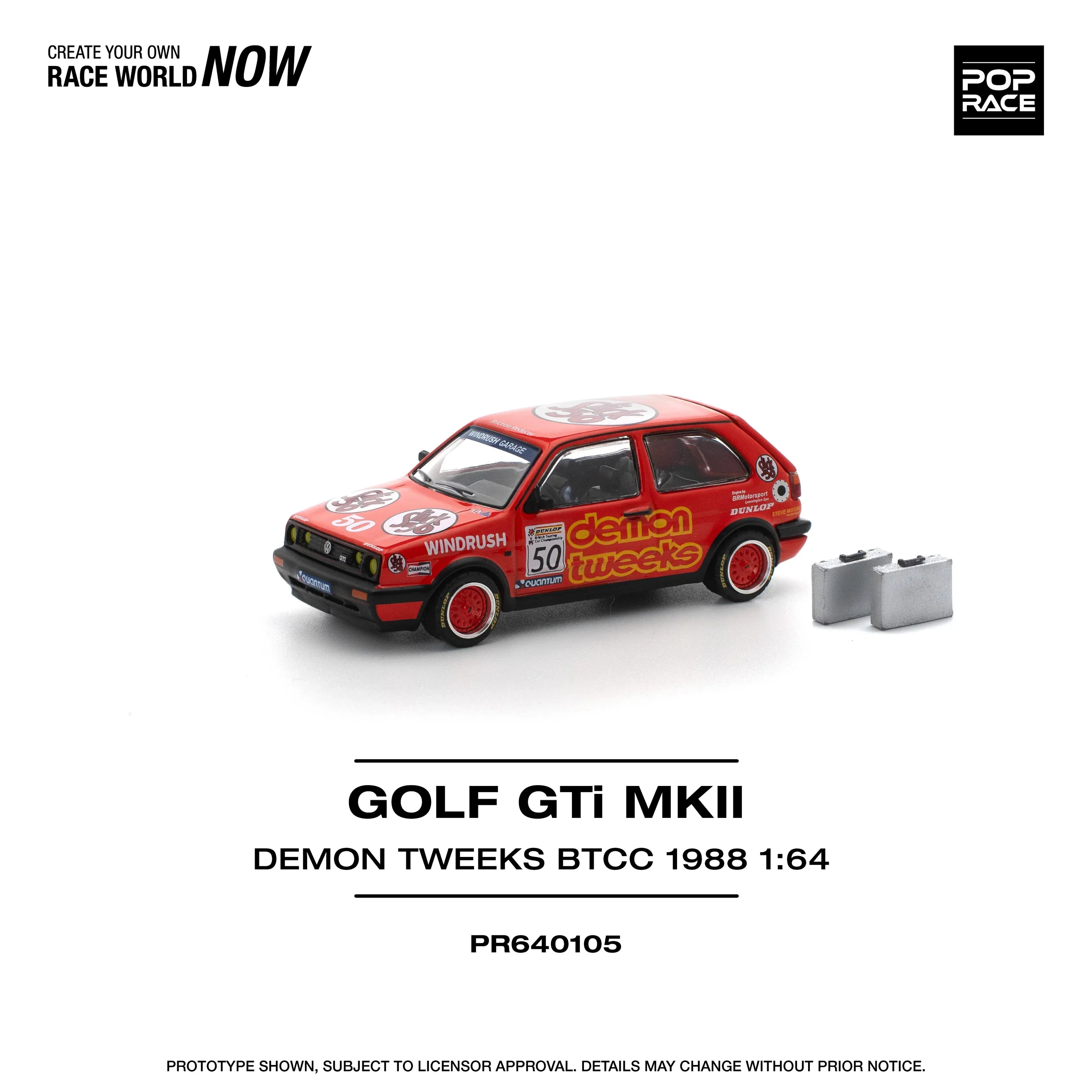 Premium scale diecast model car – Golf Gti MKII Demon Tweek Btcc 1988, 1:64 Scale (Red) Collectible