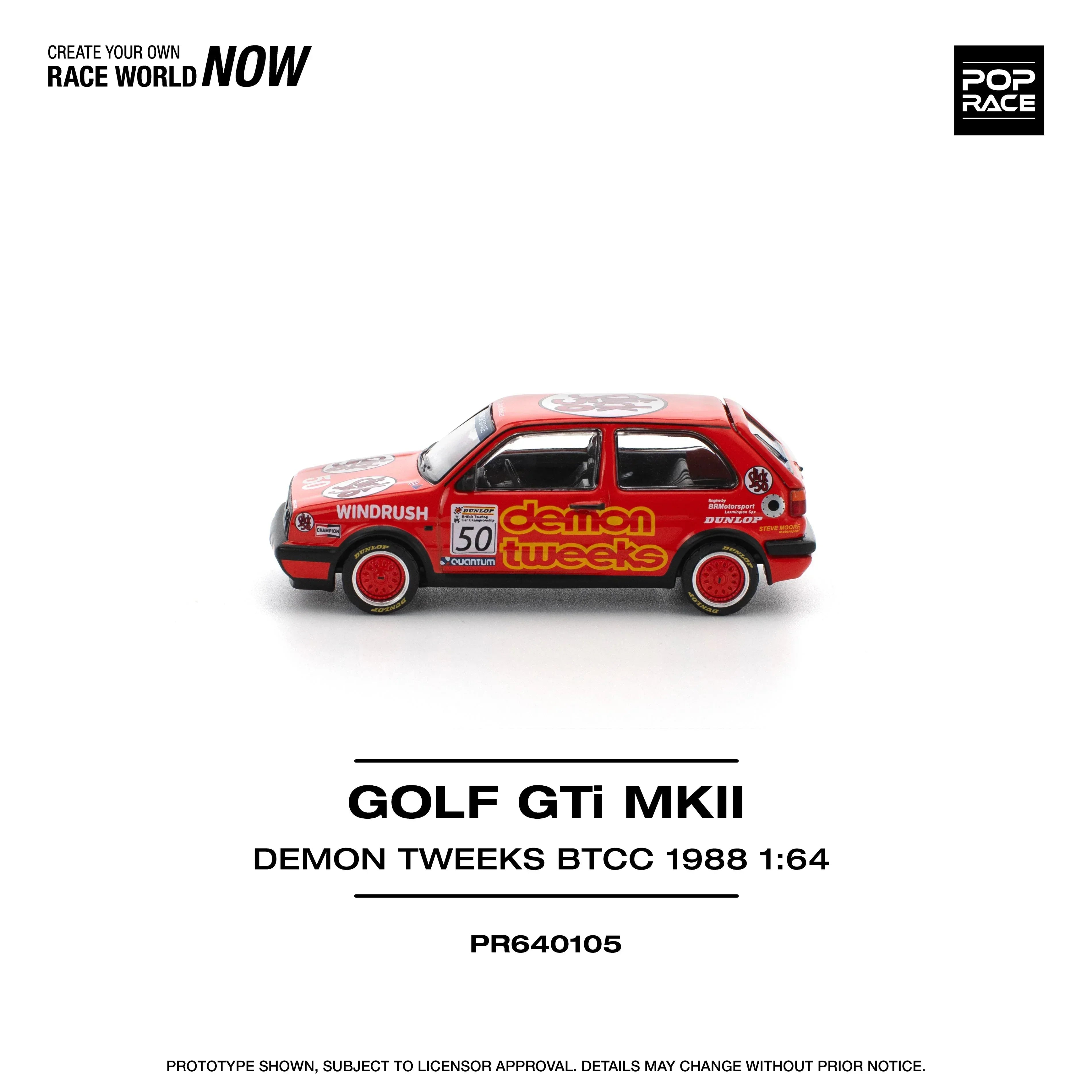 Premium scale diecast model car – Golf Gti MKII Demon Tweek Btcc 1988, 1:64 Scale (Red) Collectible