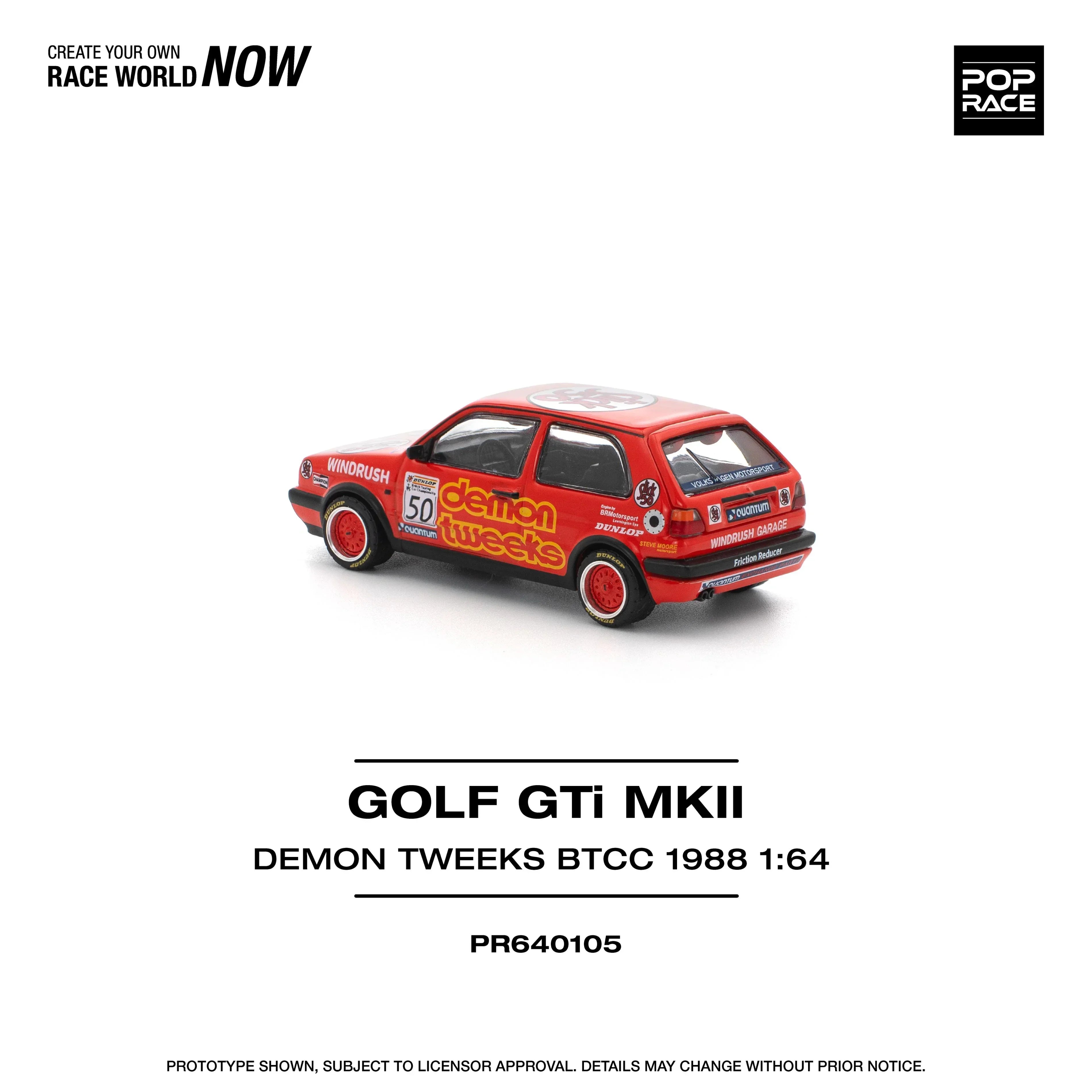 Premium scale diecast model car – Golf Gti MKII Demon Tweek Btcc 1988, 1:64 Scale (Red) Collectible