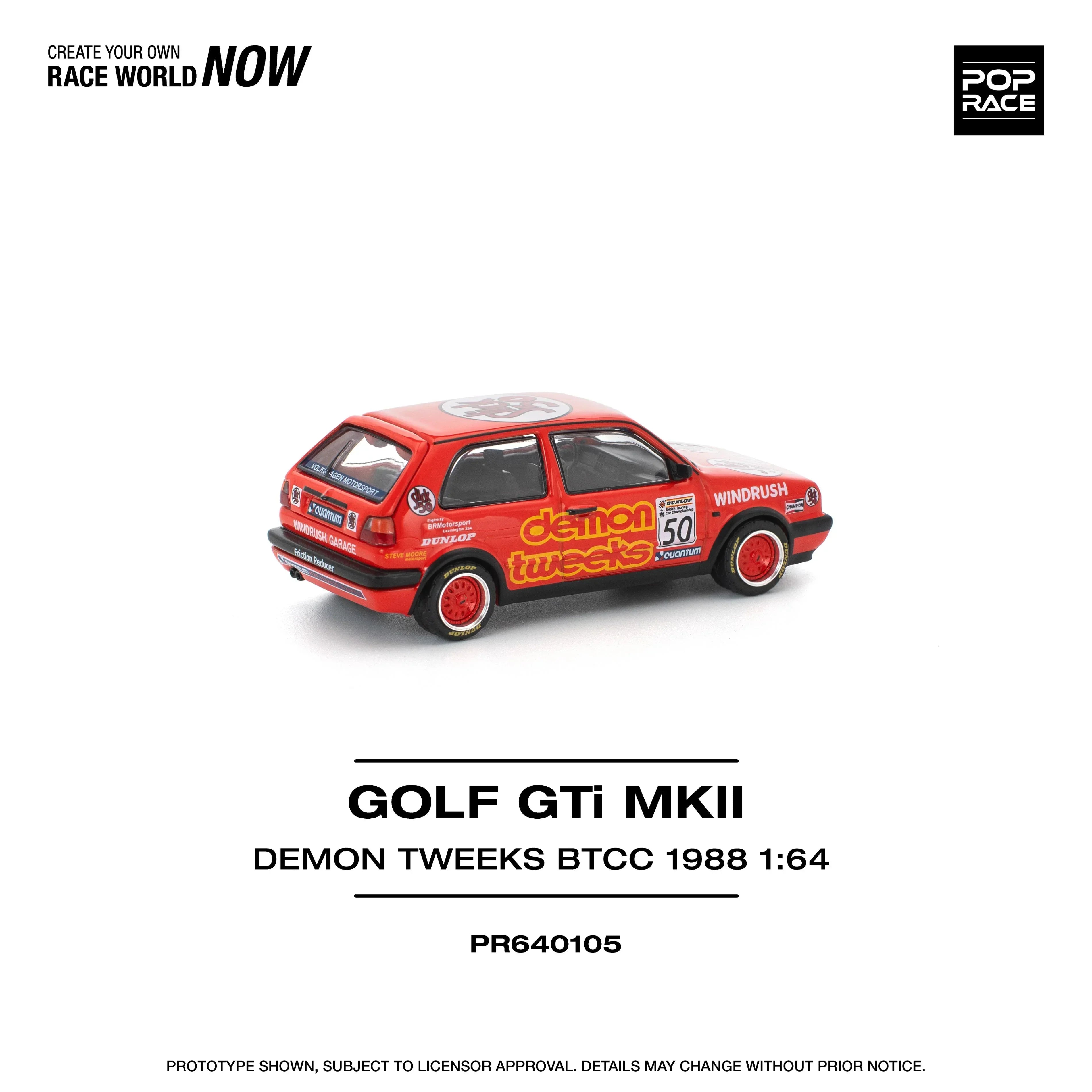 Premium scale diecast model car – Golf Gti MKII Demon Tweek Btcc 1988, 1:64 Scale (Red) Collectible