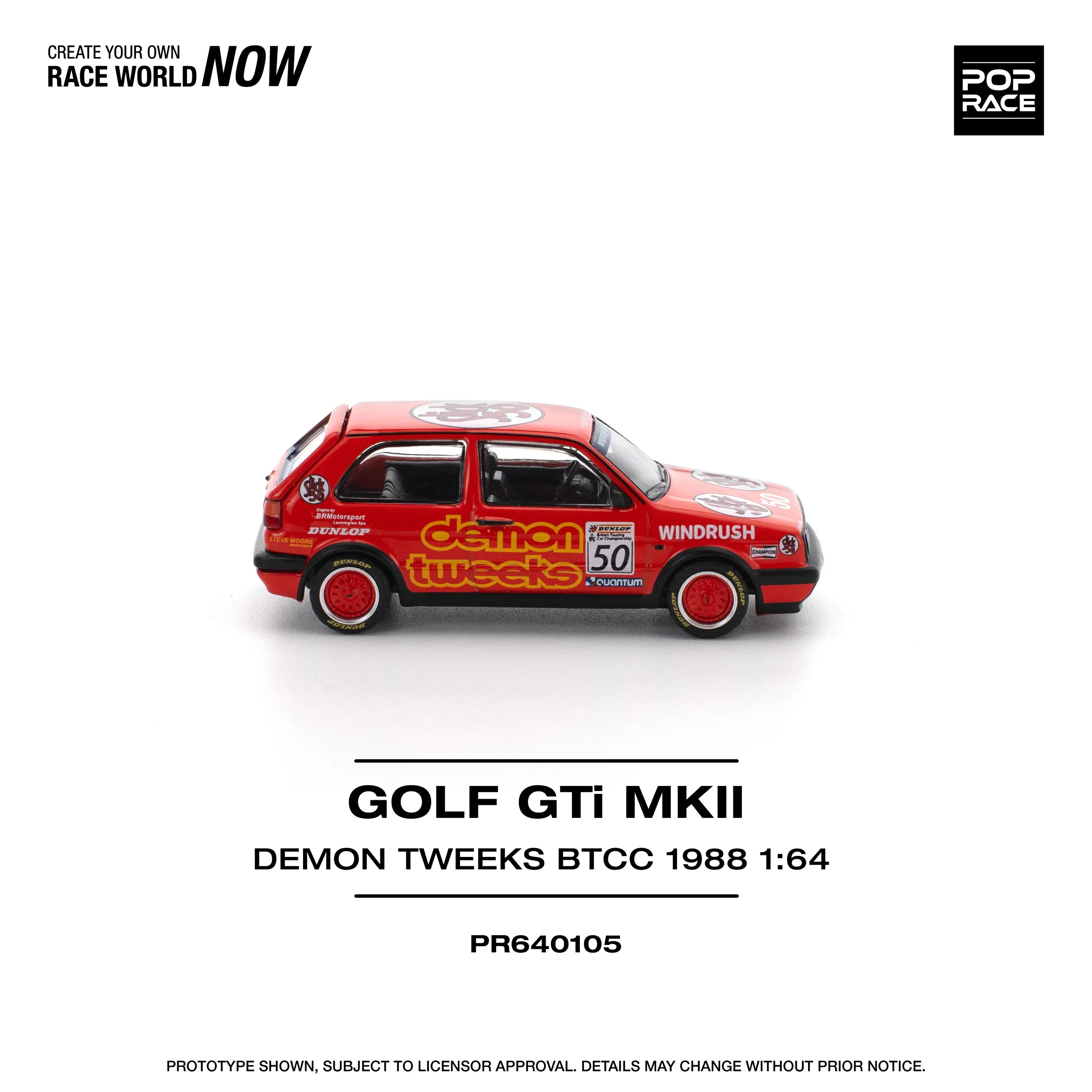 Premium scale diecast model car – Golf Gti MKII Demon Tweek Btcc 1988, 1:64 Scale (Red) Collectible