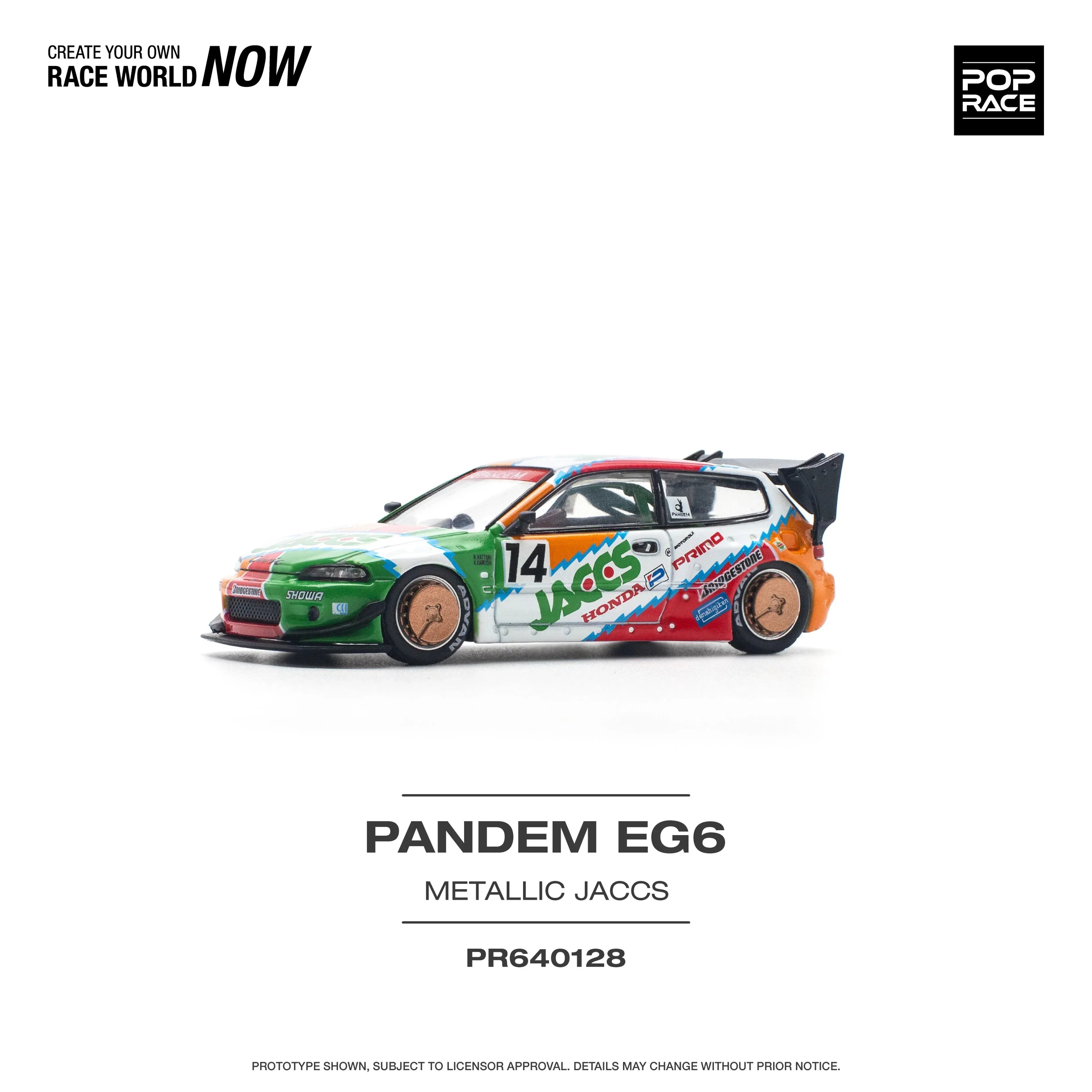 Premium scale diecast model car – Pandem EG6 Metalic Jaccs, 1:64 Scale (Multicolor) Collectible