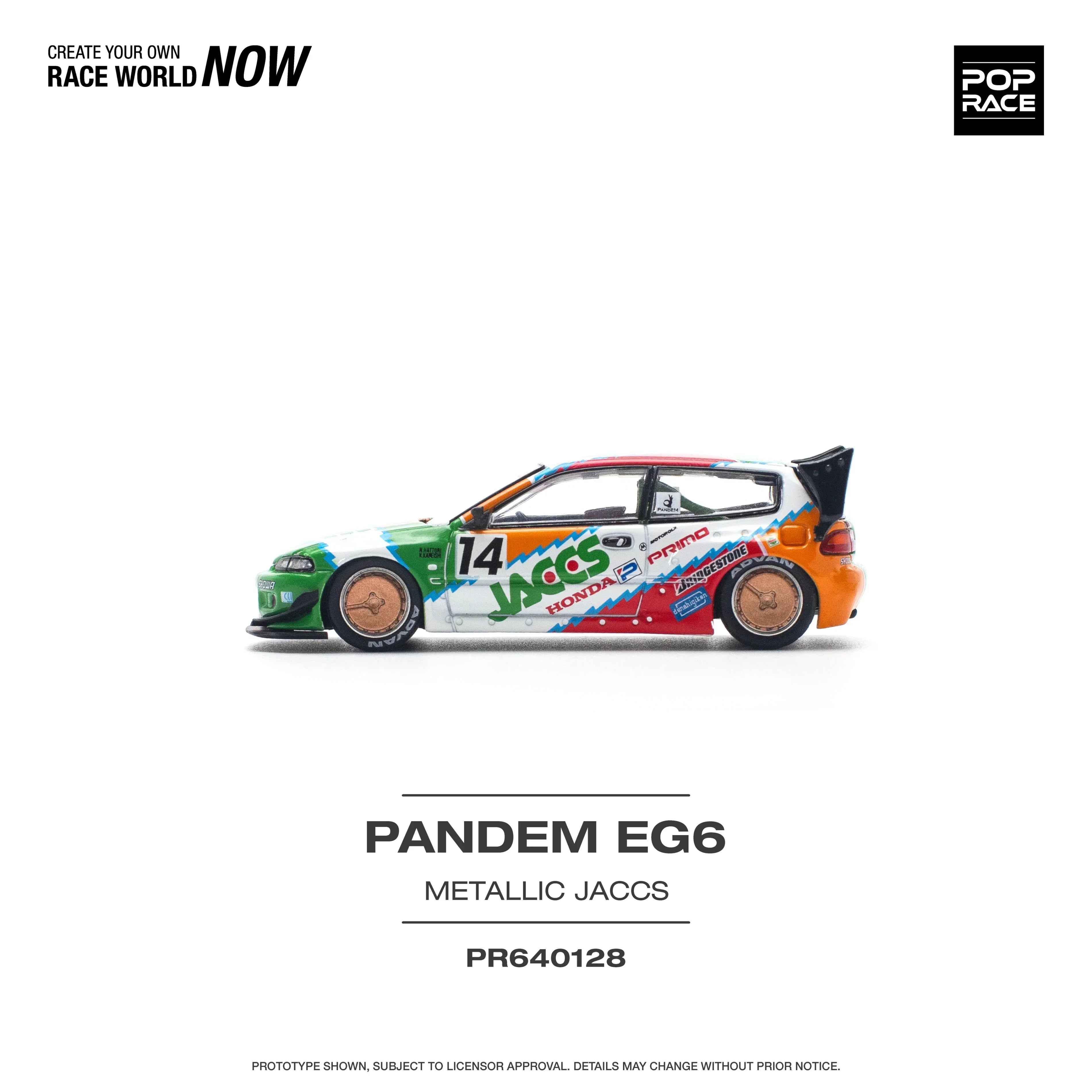 Premium scale diecast model car – Pandem EG6 Metalic Jaccs, 1:64 Scale (Multicolor) Collectible