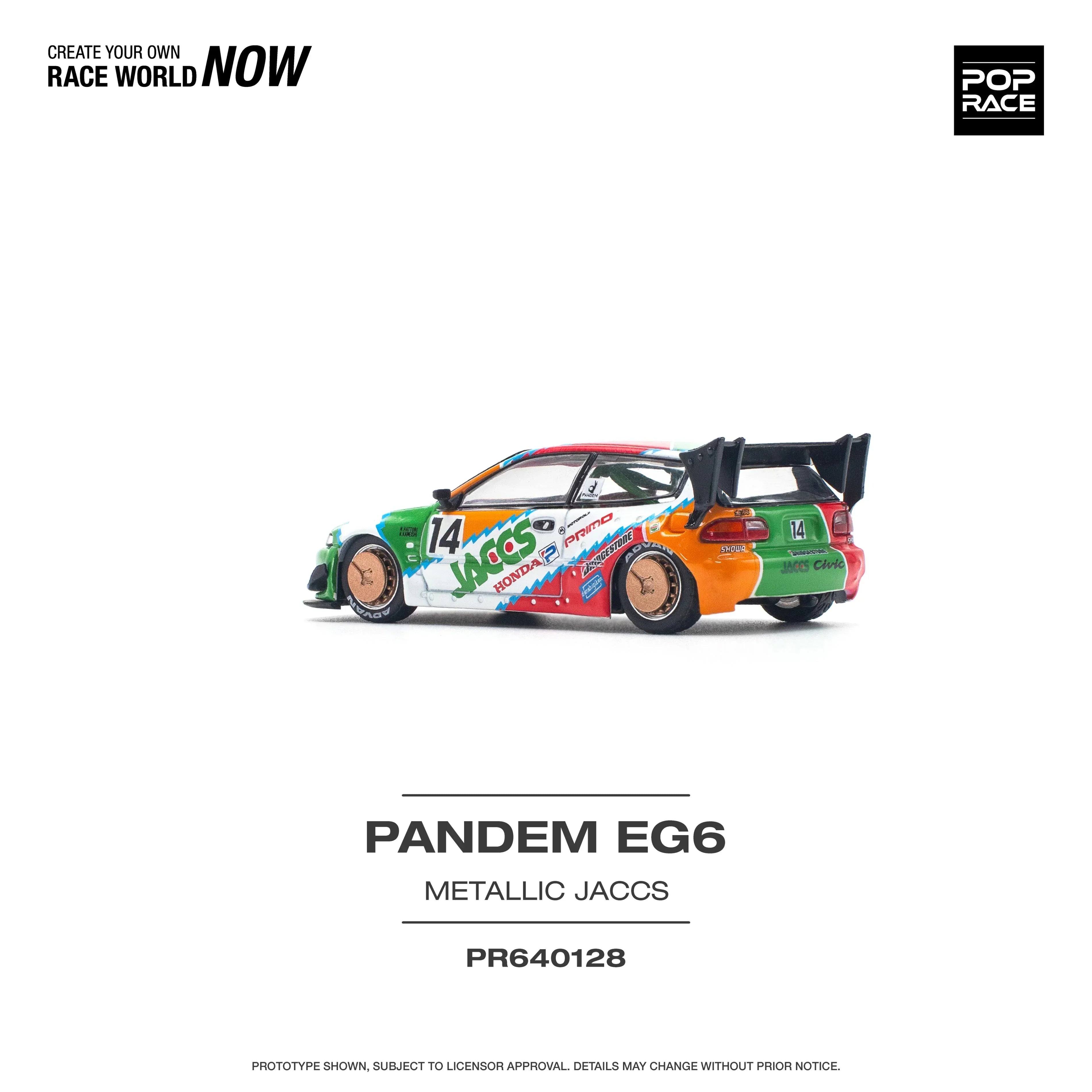 Premium scale diecast model car – Pandem EG6 Metalic Jaccs, 1:64 Scale (Multicolor) Collectible