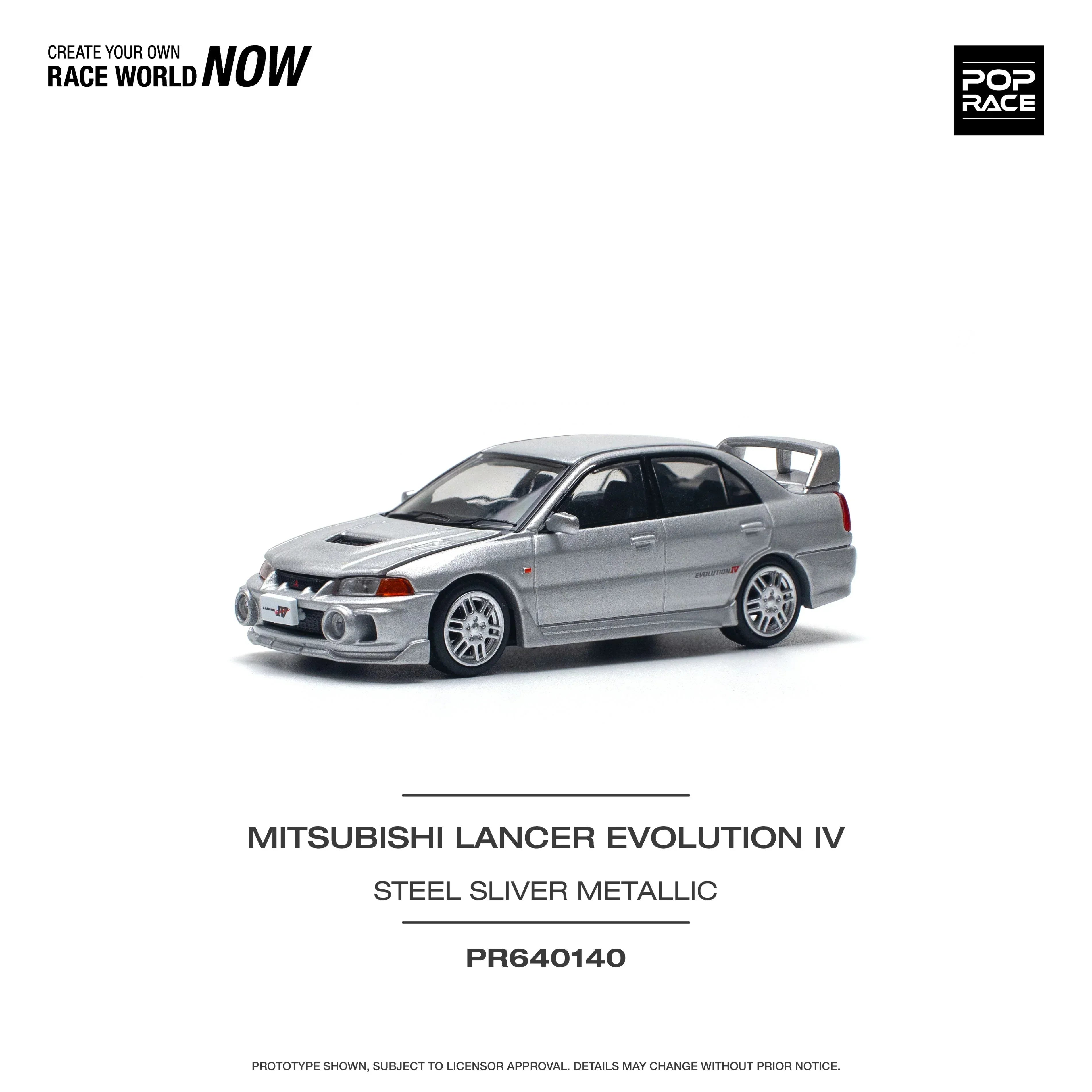 Premium scale model car for display – *PRE-ORDER* Mitsubishi Lancer Evolution IV, 1:64 Scale (Silver) Collectible