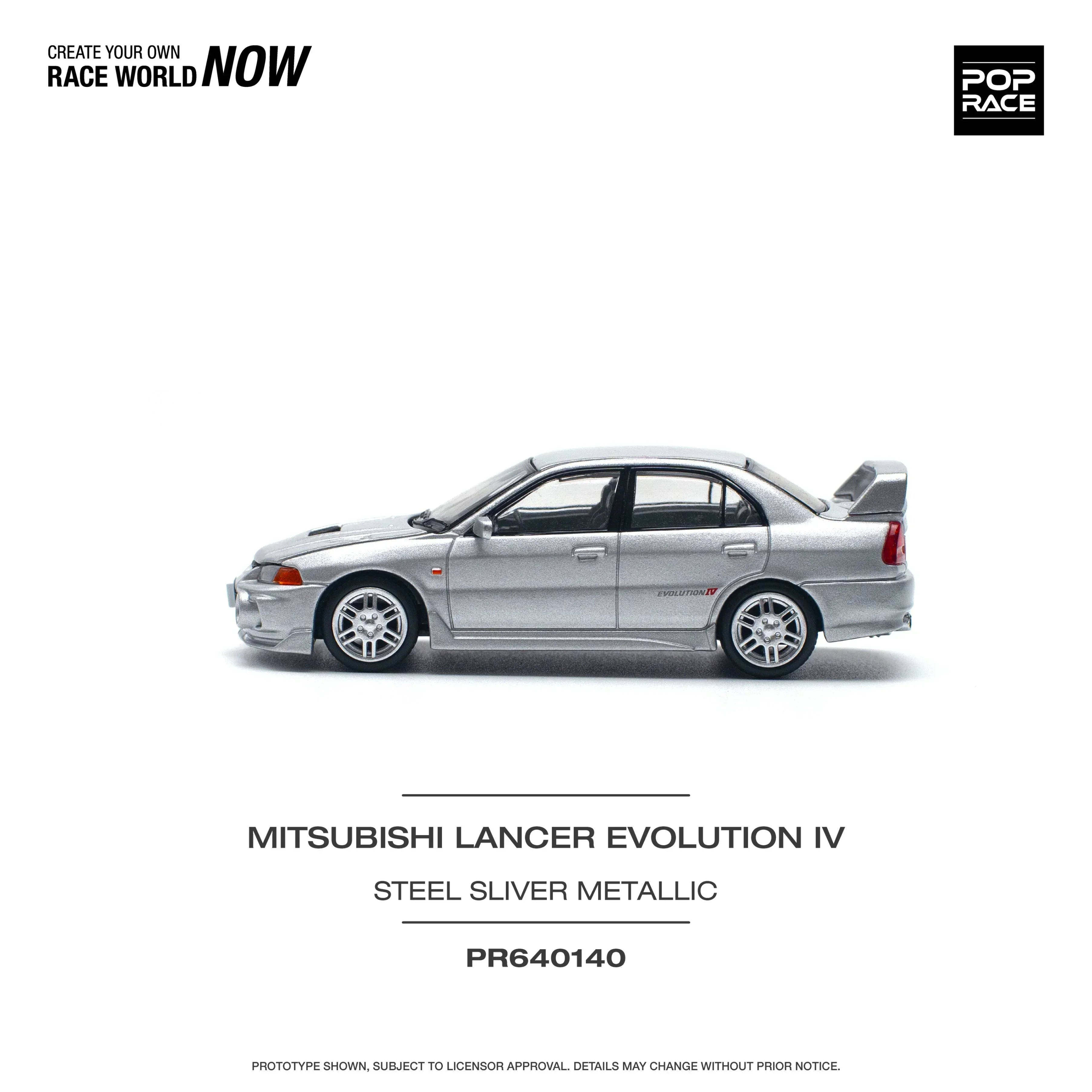 Premium scale model car for display – *PRE-ORDER* Mitsubishi Lancer Evolution IV, 1:64 Scale (Silver) Collectible